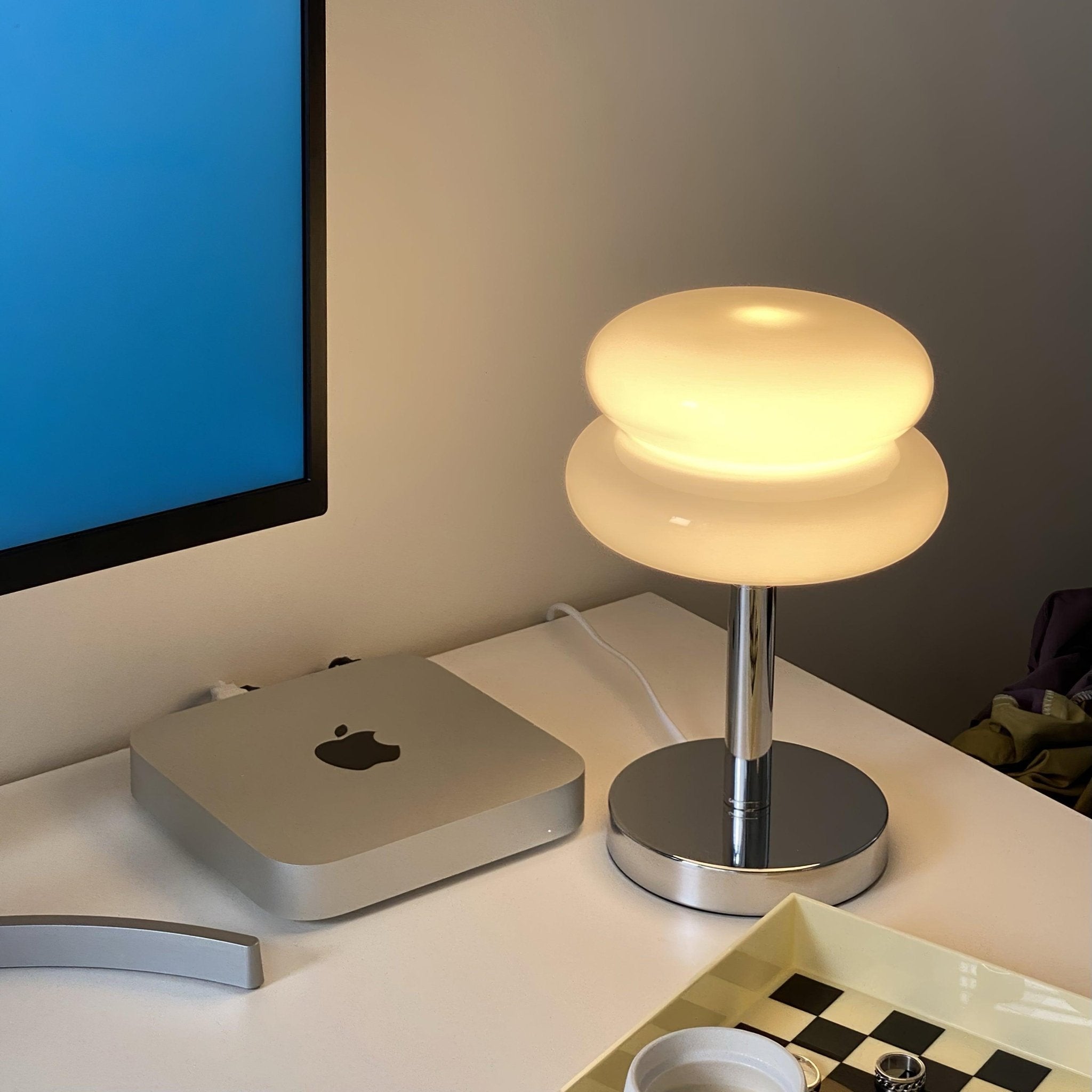 Saturn Glide Modern Glass Table Lamp - Elegant Bedside & Living Room Lighting for Home & Office Decor