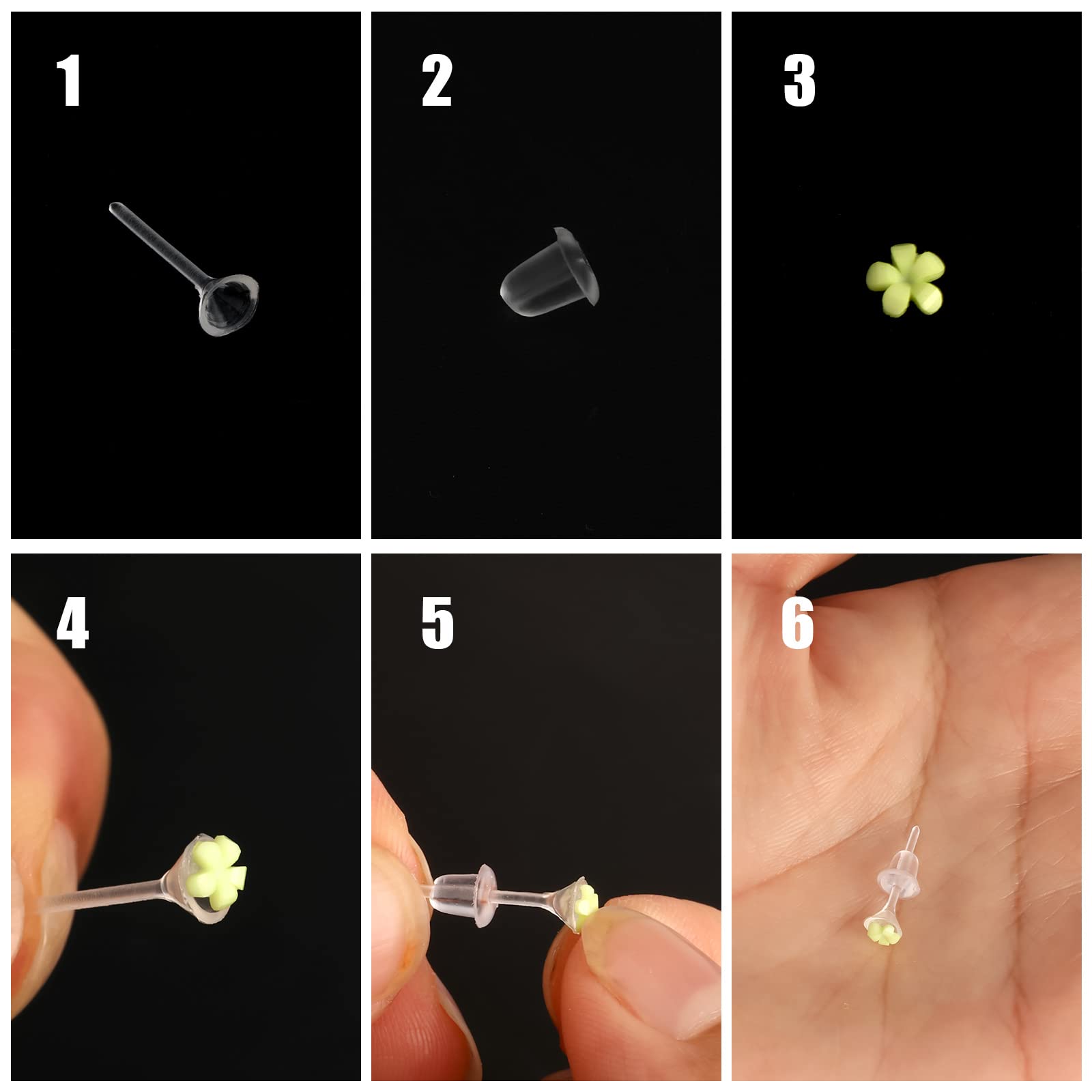 100 Pairs Clear Plastic Earrings for Women & Men - Invisible Earring Protectors, 3mm Cup-Headed Stud Earrings for Sports, DIY Jewelry Making - Gym, Running, Workout, Swimming, Daily Wear