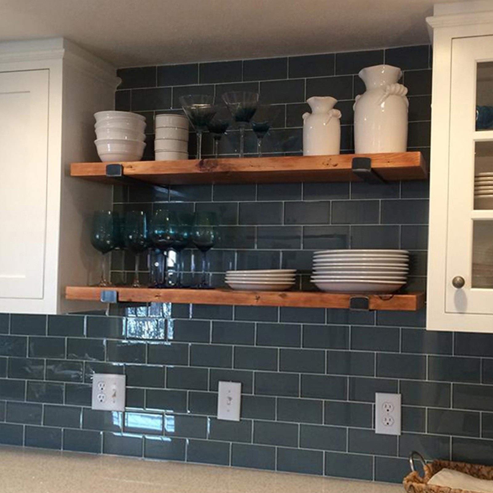 Heavy Duty Narrow Floating Shelf with Brackets - 80cm Rustic Wall Mounted Shelf for Kitchen, Bathroom & Living Room - Perfect for Books, Decor, Utensils & Picture Display - Durable Houseware Storage Solution