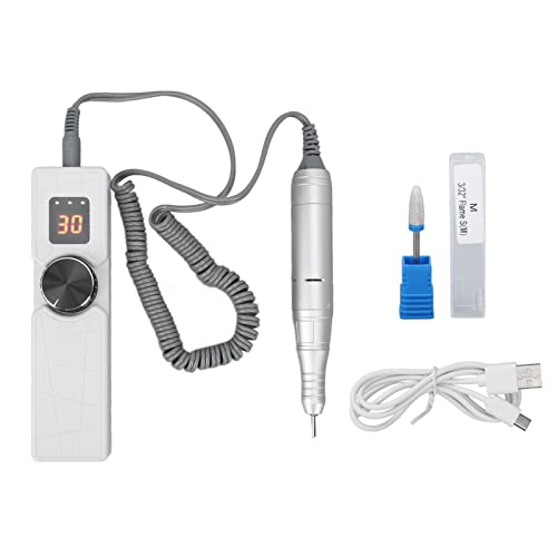 Professional Electric Nail Drill Kit - 30000 RPM Adjustable LCD Manicure Pedicure Machine, Rechargeable Nail File Tool for Grooming & Polishing (Silver) | Perfect for Home Salon, Nail Art & Professional Use