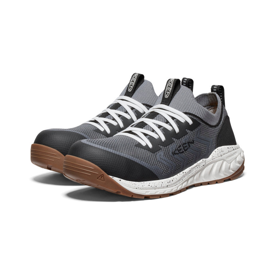 Men's Arvada Steel Toe Work Sneakers - Carbon Toe Safety Shoes for Construction & Industrial Work - Steel Grey/Gum - Slip Resistant & Comfortable for Long Shifts