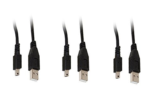 10-Feet USB 2.0 A Male to Mini-B Male Cable - Black (3-Pack) - High-Speed Data Transfer for Cameras, Printers & External Hard Drives