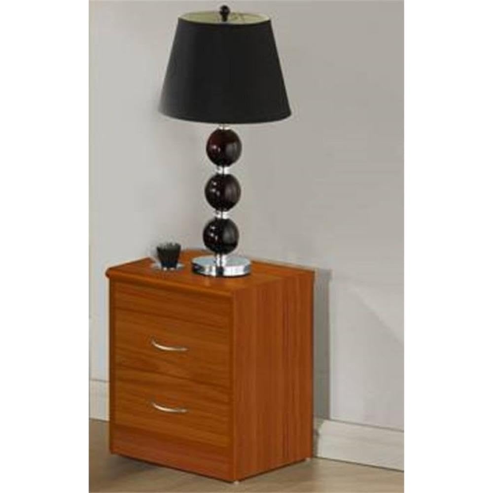Modern 2-Drawer Wooden Nightstand Set in Cherry Finish - Bedroom Side Table with Storage for Bedside Organization (Set of 2) - Perfect for Bedrooms, Guest Rooms & Apartments