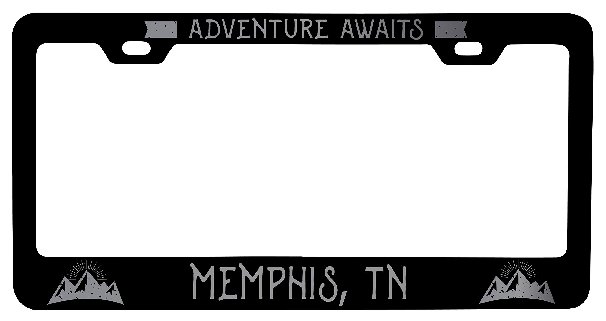 Personalized Memphis Tennessee Laser Etched Vanity Black Metal License Plate Frame - Custom Car Accessory for TN Pride & Southern Style (Fits Standard US License Plates) - Perfect for Gifts, Car Shows & Local Pride Display