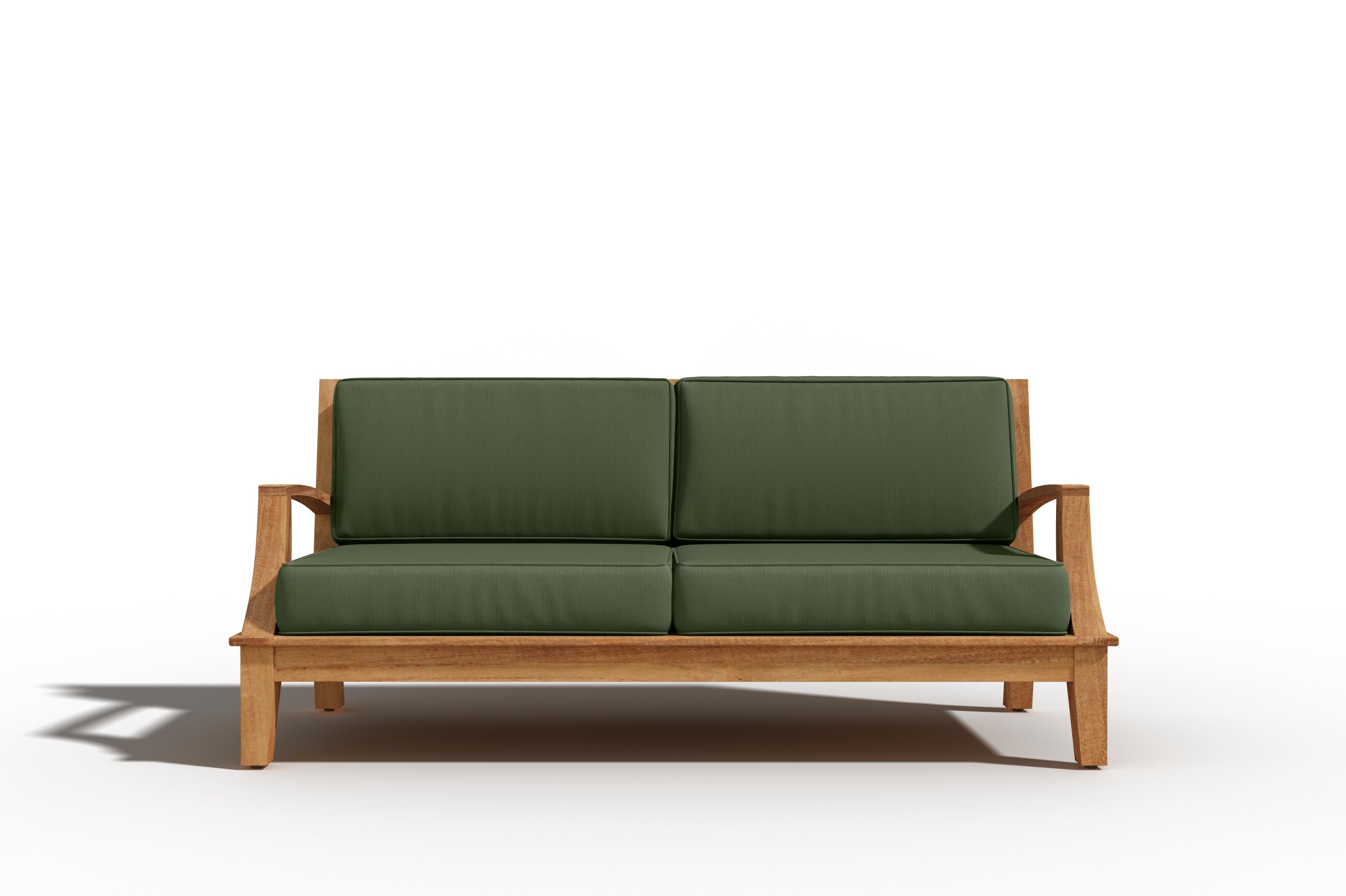 Eliane 3-Person Teak Outdoor Sofa Set with Weather-Resistant Sunbrella Fern Green Cushions - Perfect for Patio, Garden, Poolside & Backyard Relaxation