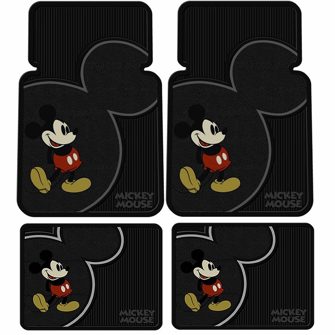Vintage Mickey Mouse Car Floor Mats - Non-Slip Rubber Front & Rear Seat Covers for SUV, Truck, Auto - Perfect for Disney Fans & Classic Car Enthusiasts