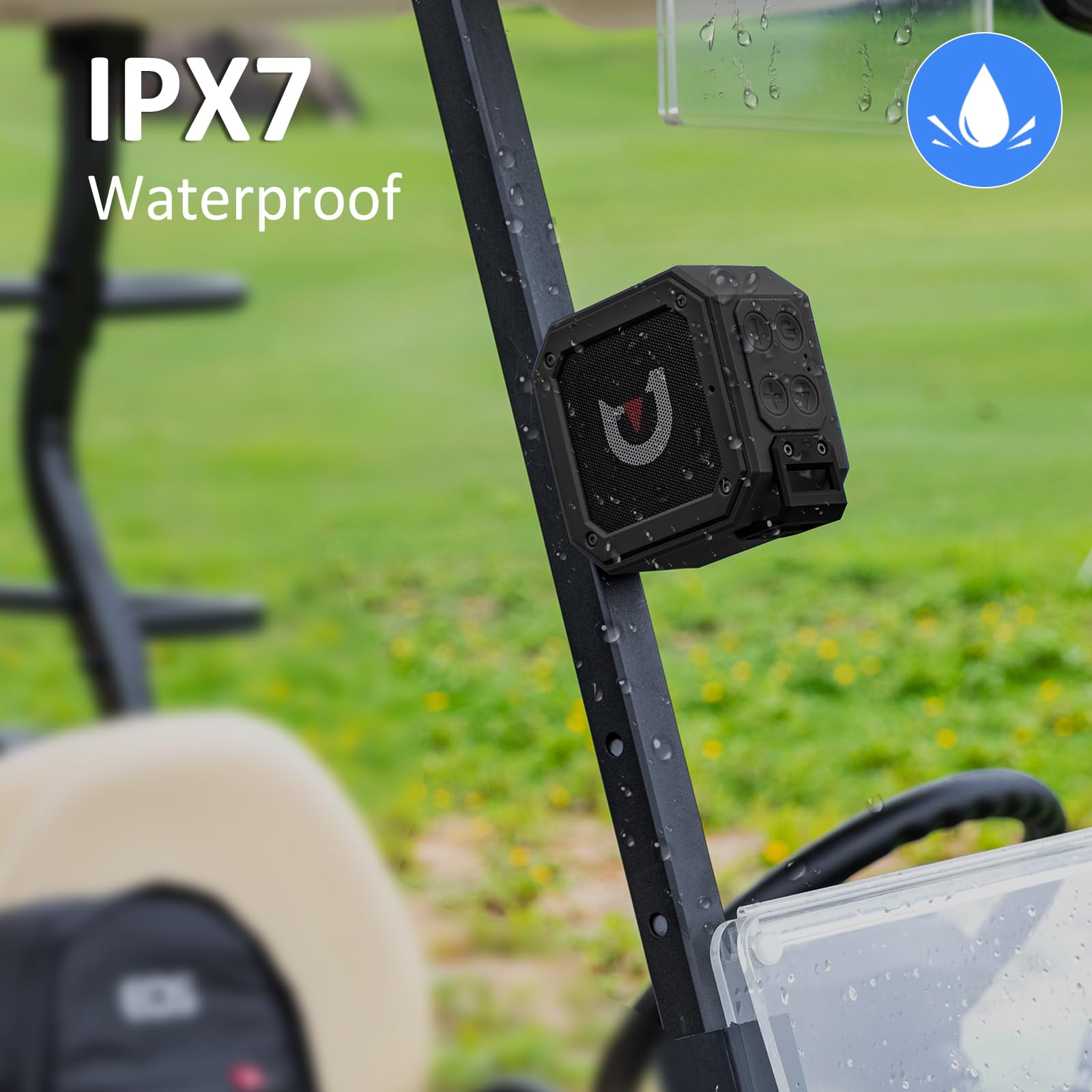 Portable Magnetic Bluetooth Speaker for Golf Carts - 20H Playtime, IPX7 Waterproof, Loud Stereo Sound with Bass Boost, TWS & SD Card Support - Perfect Golf Accessories & Gifts (Includes Storage Case) - Ideal for Outdoor Sports, Beach Parties & Golf Course Entertainment