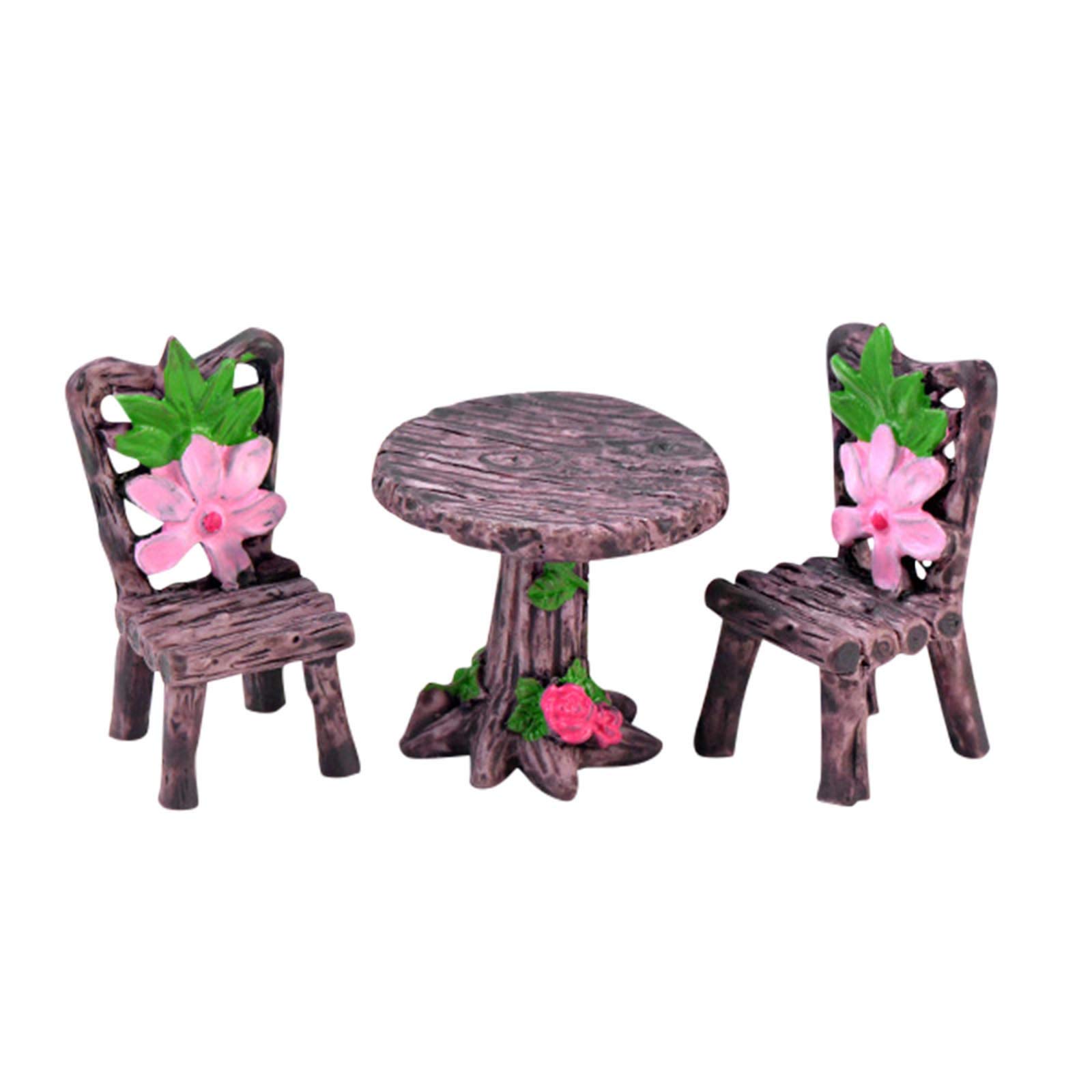 3-Piece Miniature Garden Chair Set - Small Table & Chairs for Home Decor, Coffee Table Display, Dollhouse Furniture - Perfect for Mini Gardens, Fairy Gardens & DIY Home Decor Projects