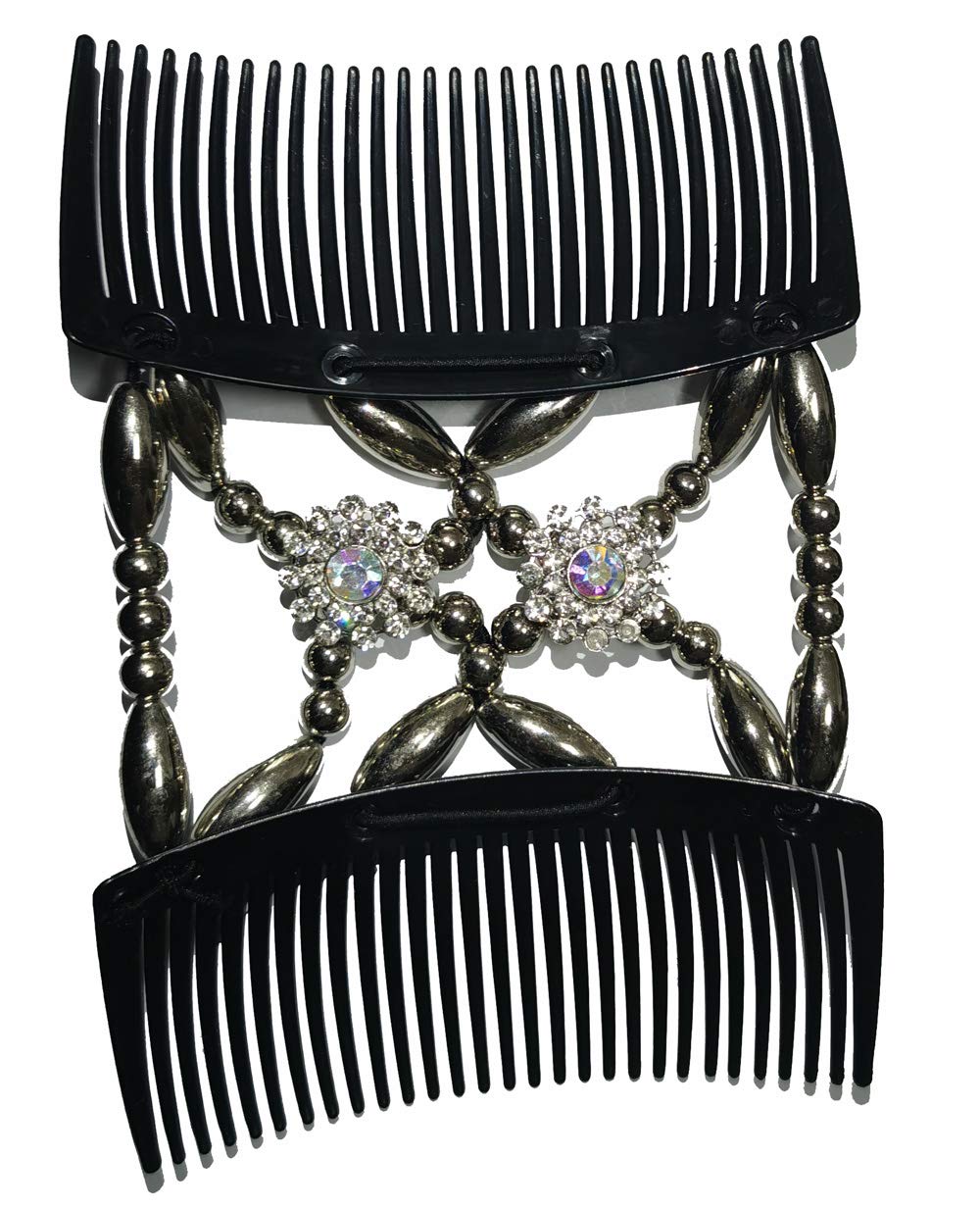 MAYBEAN Magic Beads Hair Clips & Double Hair Combs Set - 3 Piece Stretchy DIY Hair Accessories for Women & Girls | Perfect for Braids, Ponytails & Updos
