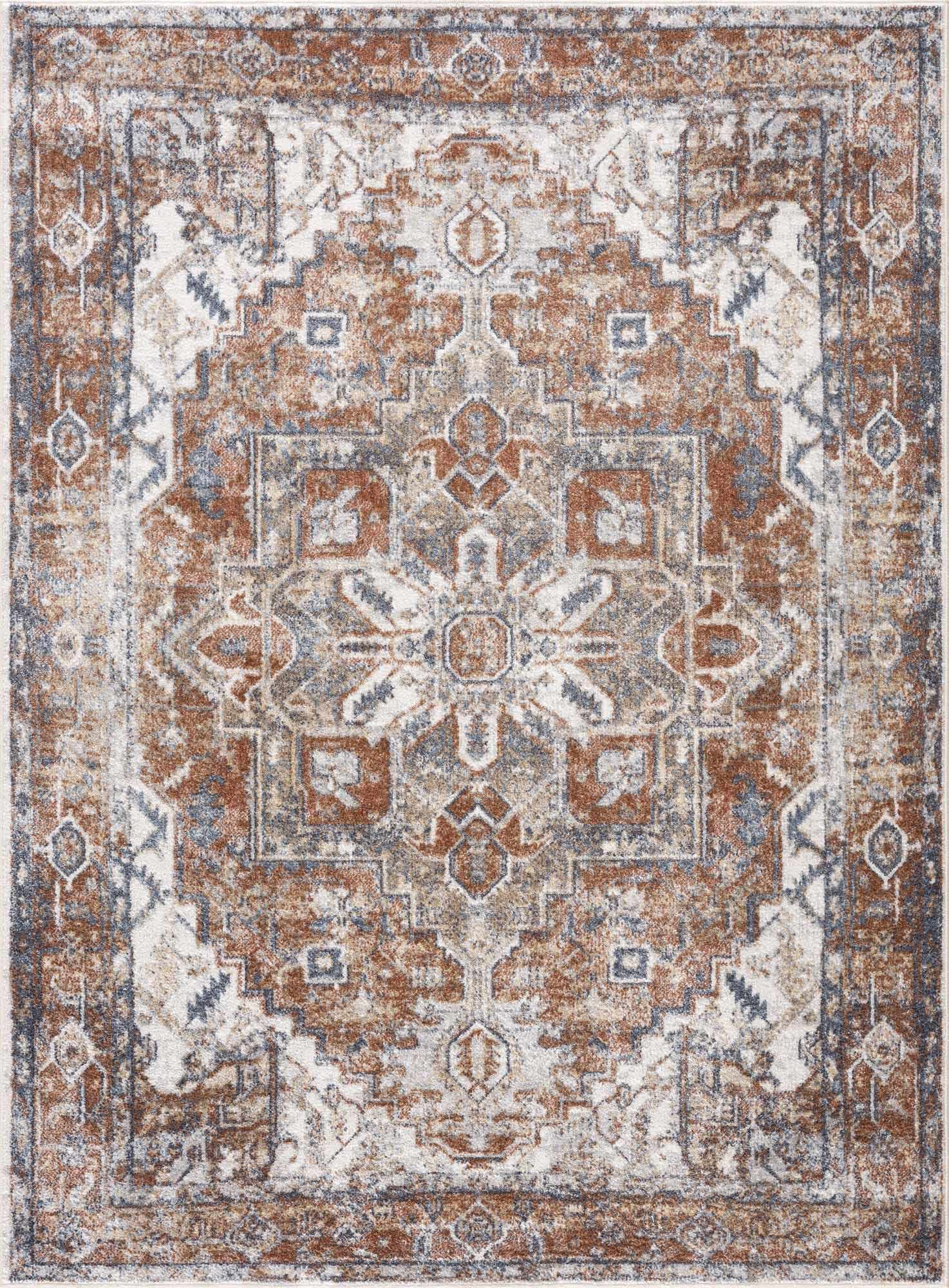 Hauteloom Hera Washable Area Rug - Soft Non-Slip Living Room & Bedroom Carpet - Blue Ivory 2x3 Feet - Perfect for Home, Office, Nursery Decor