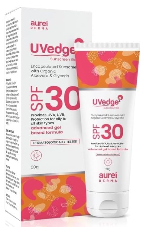 COSMOSHINE Uvedge Sunscreen SPF 30 Gel - Advanced Formula for All Skin Types, 50g | Lightweight Daily Protection for Face & Body | Perfect for Outdoor Activities, Beach & Sports