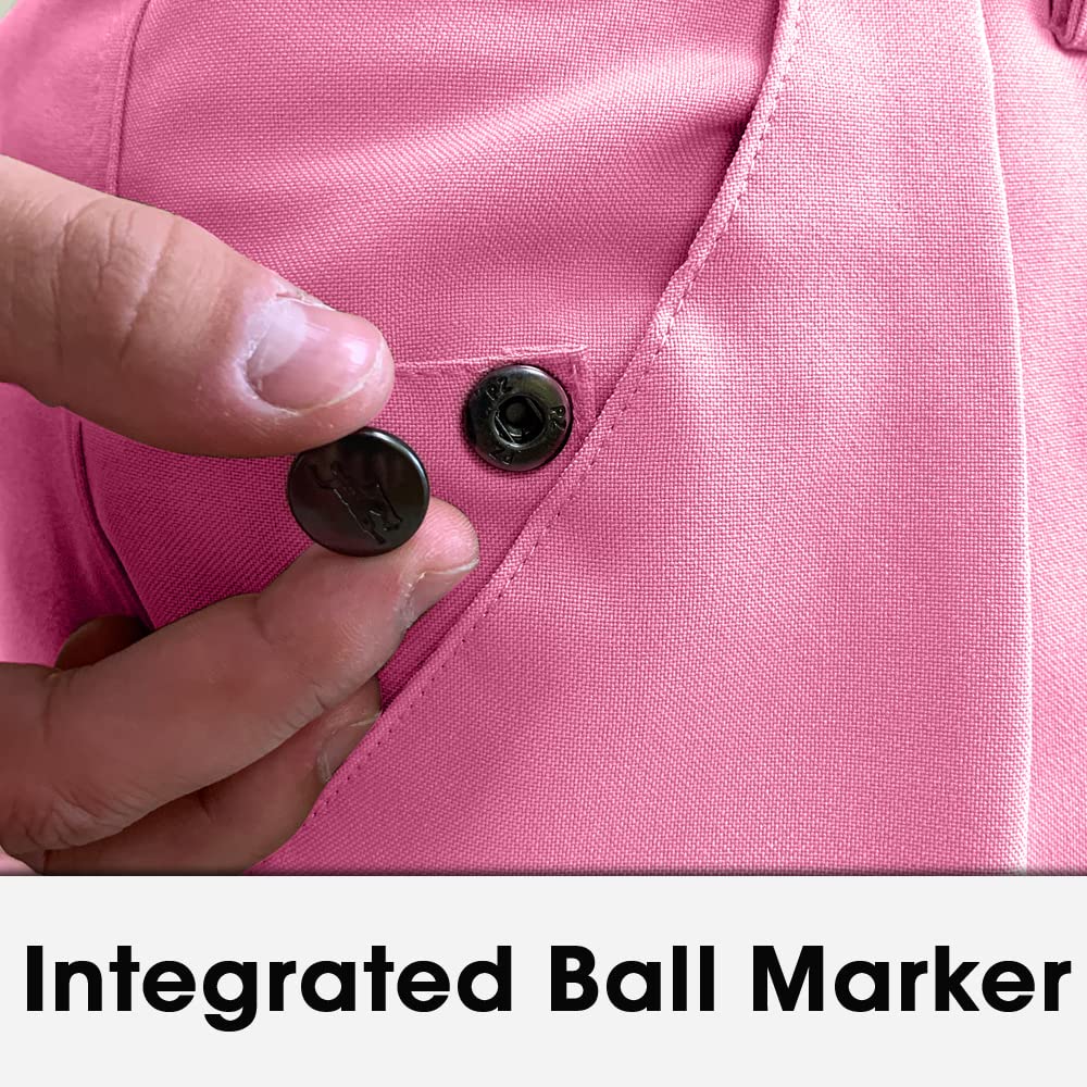 **Premium Pink Microfiber Plus Fours for Men - Comfortable & Stylish Golf Trousers for Casual & Sporty Looks**