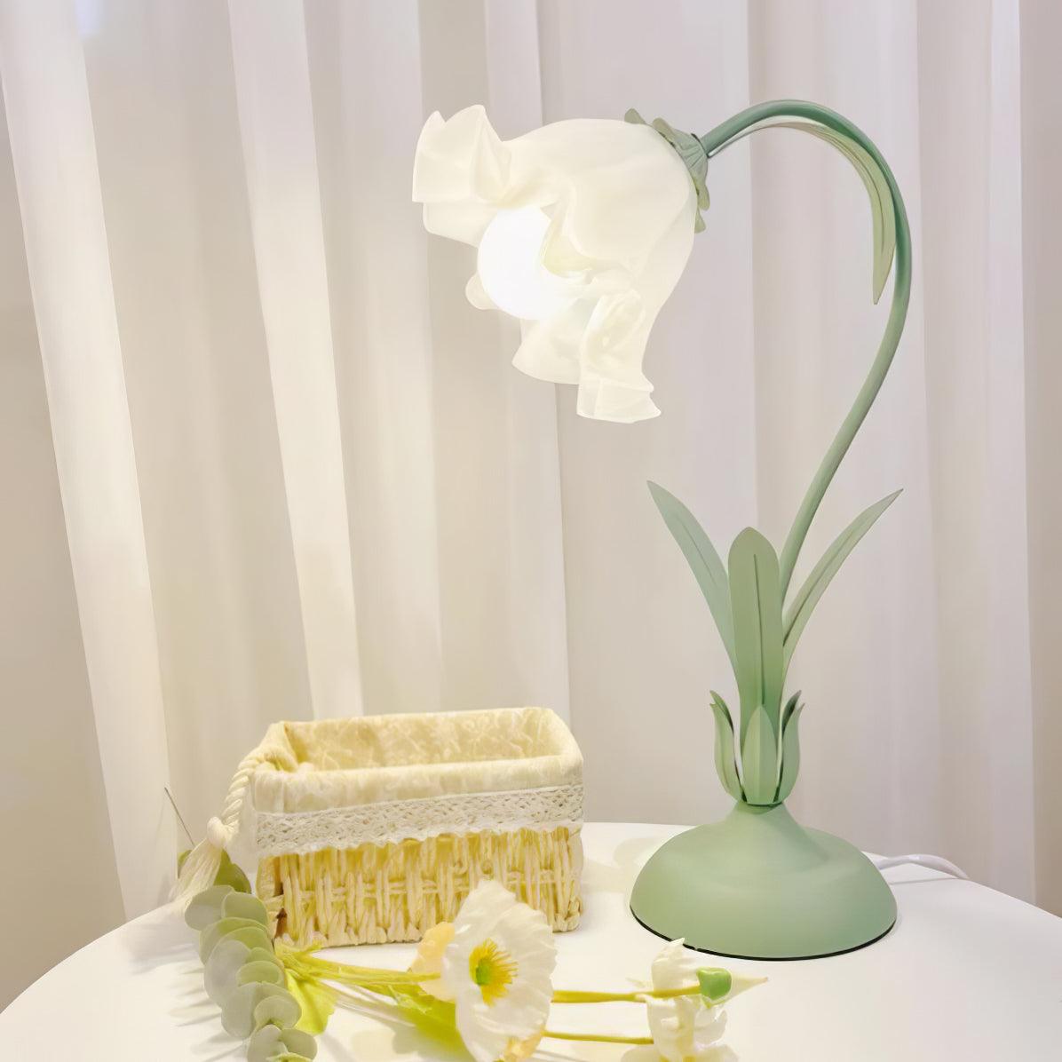 Lily of the Valley Table Lamp - Elegant Floral Bedside Lighting for Bedroom, Living Room & Office Decor - Perfect for Reading, Relaxing & Creating Cozy Ambience