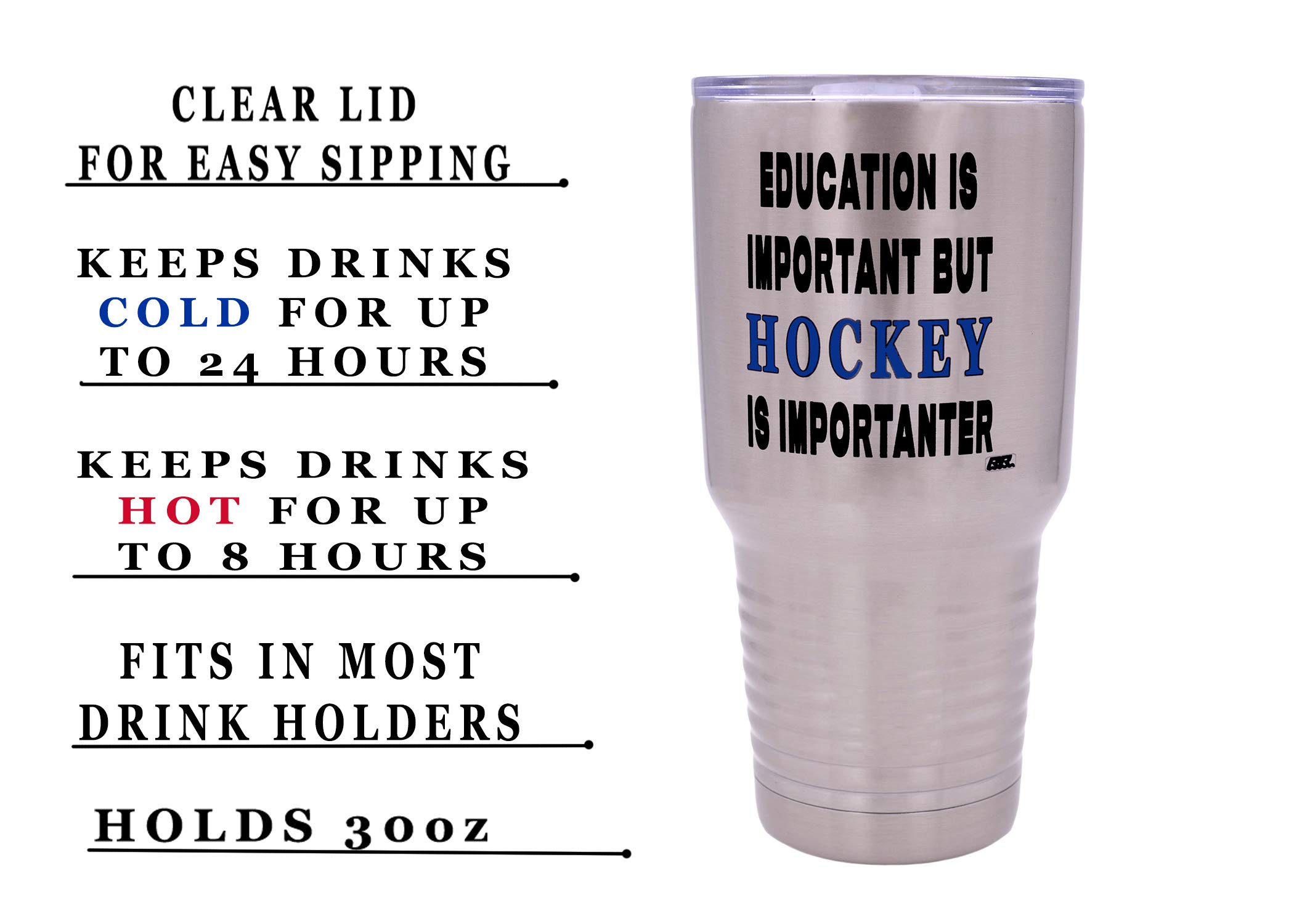 30 Oz Funny Hockey Player Travel Tumbler with Lid - Insulated Stainless Steel Cup for Coffee & Cold Drinks - Perfect Sports Gift for Hockey Fans, Coaches & Players - Great for Games, Practice & Office Use