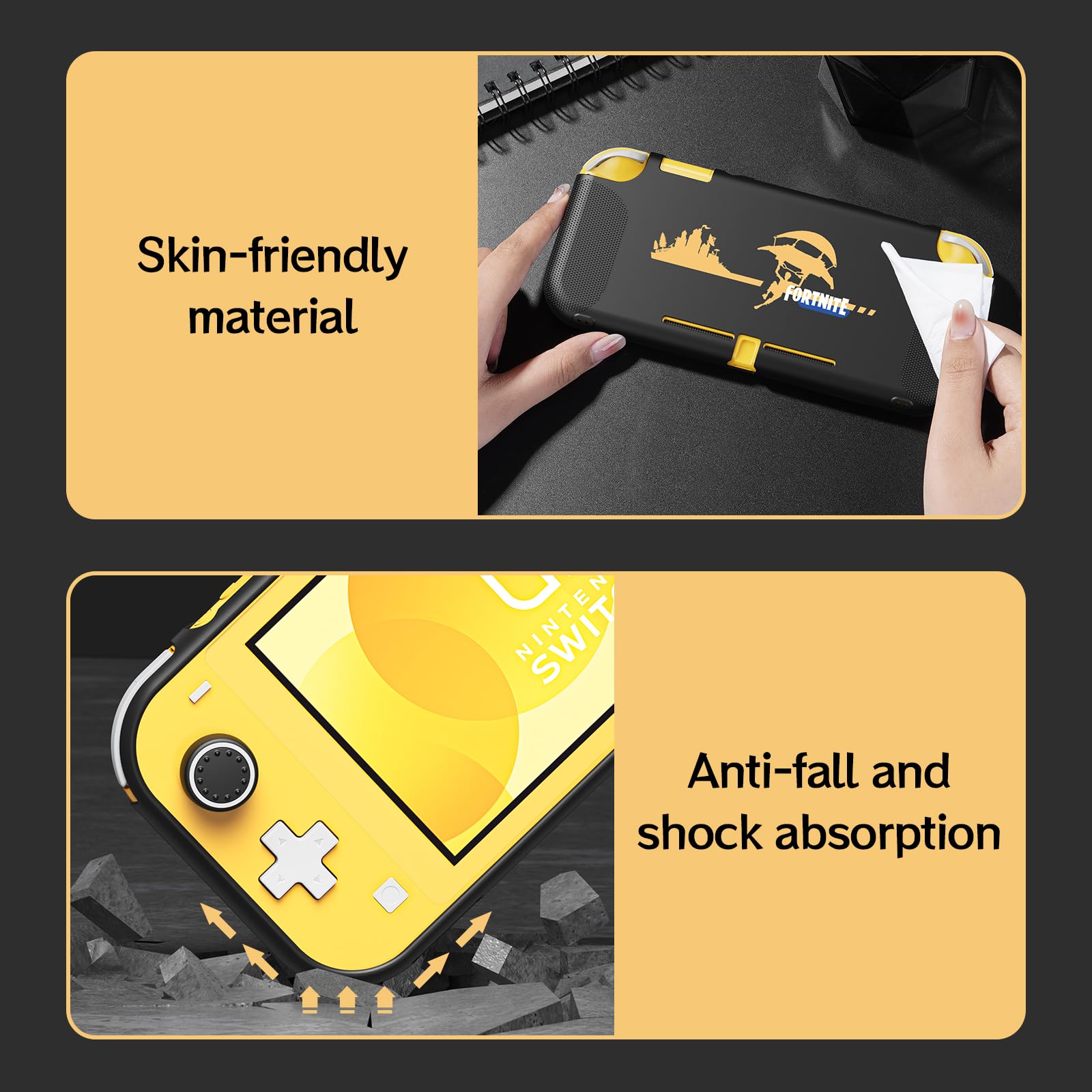 Fortnite Protective Case Compatible with Nintendo Switch Lite 2019 - Soft TPU Accessories with Thumb Grips - Perfect for Gaming & Travel