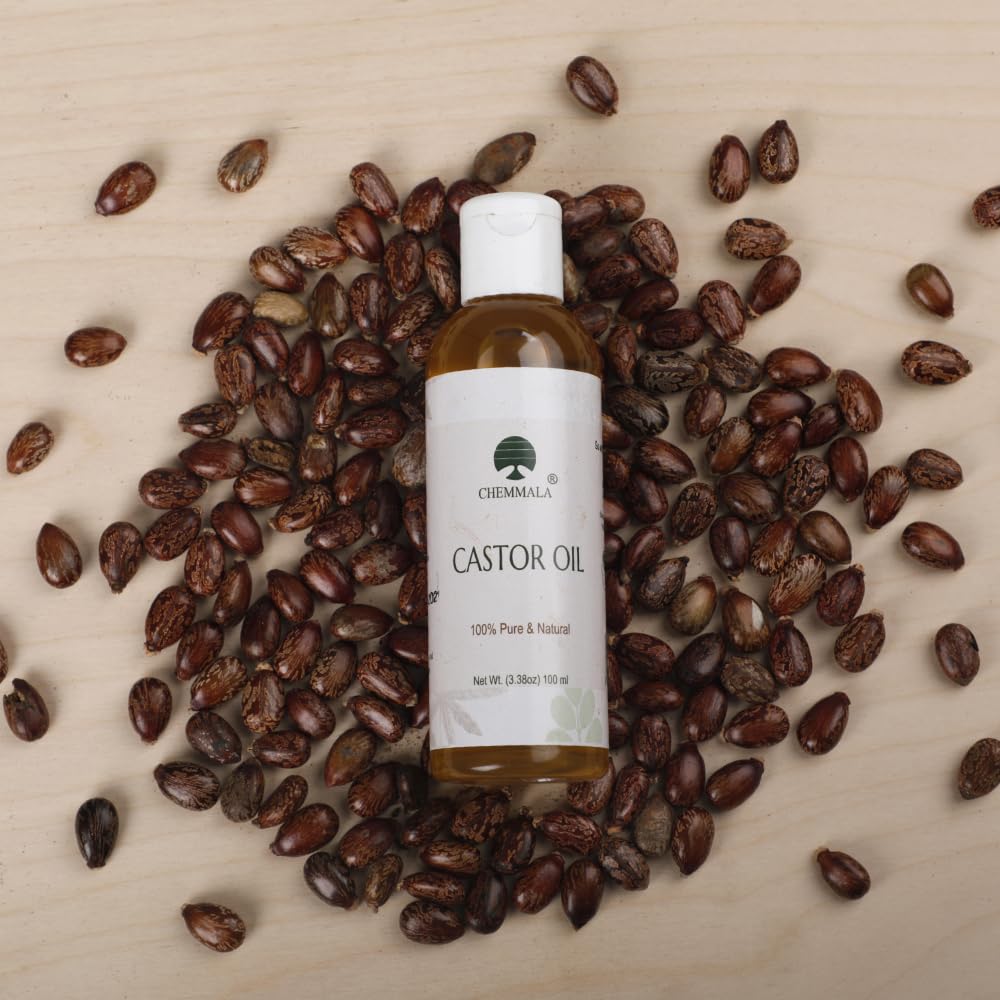 100% Pure Organic Cold-Pressed Castor Oil - Hexane Free, Natural Moisturizer for Skin & Hair Growth, Eyelash & Eyebrow Enhancer (3.4oz/100ml) - Perfect for Daily Beauty Routine, DIY Hair Masks & Natural Skin Care