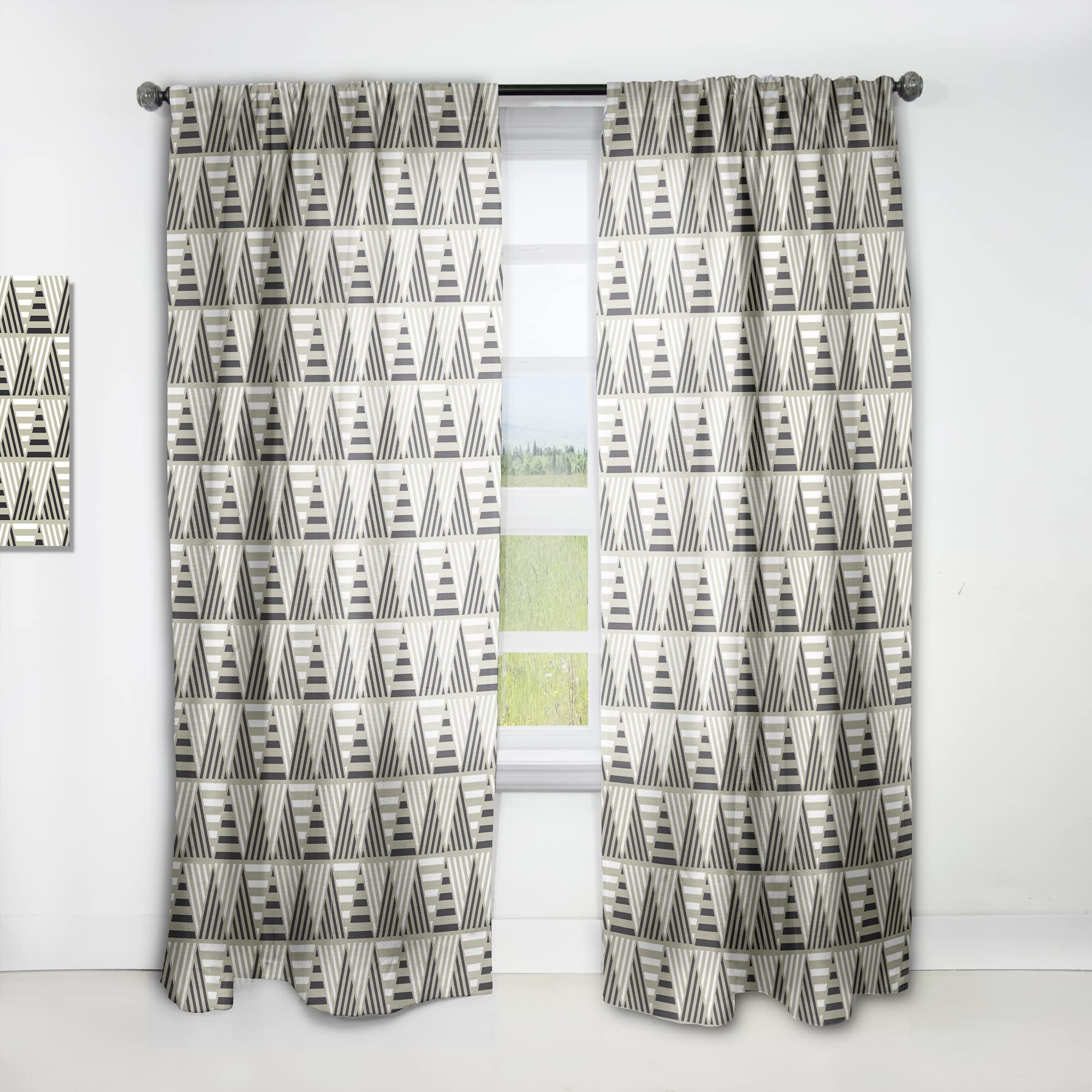 DesignQ Thermal Insulated Triangle Retro Design VIII Curtains - Single Panel 52x90 Inches - Blackout Drapes for Bedroom & Living Room - Perfect for Home Decor and Sun Protection