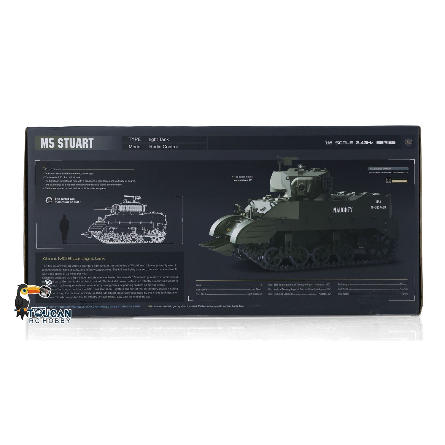 1/16 Scale RTR RC Tank - US Stuart M5A1 & British VI Light Remote Controlled Panzer Model with High Speed, Sound & Lights - Perfect for Military Enthusiasts, Collectors & Battle Reenactments