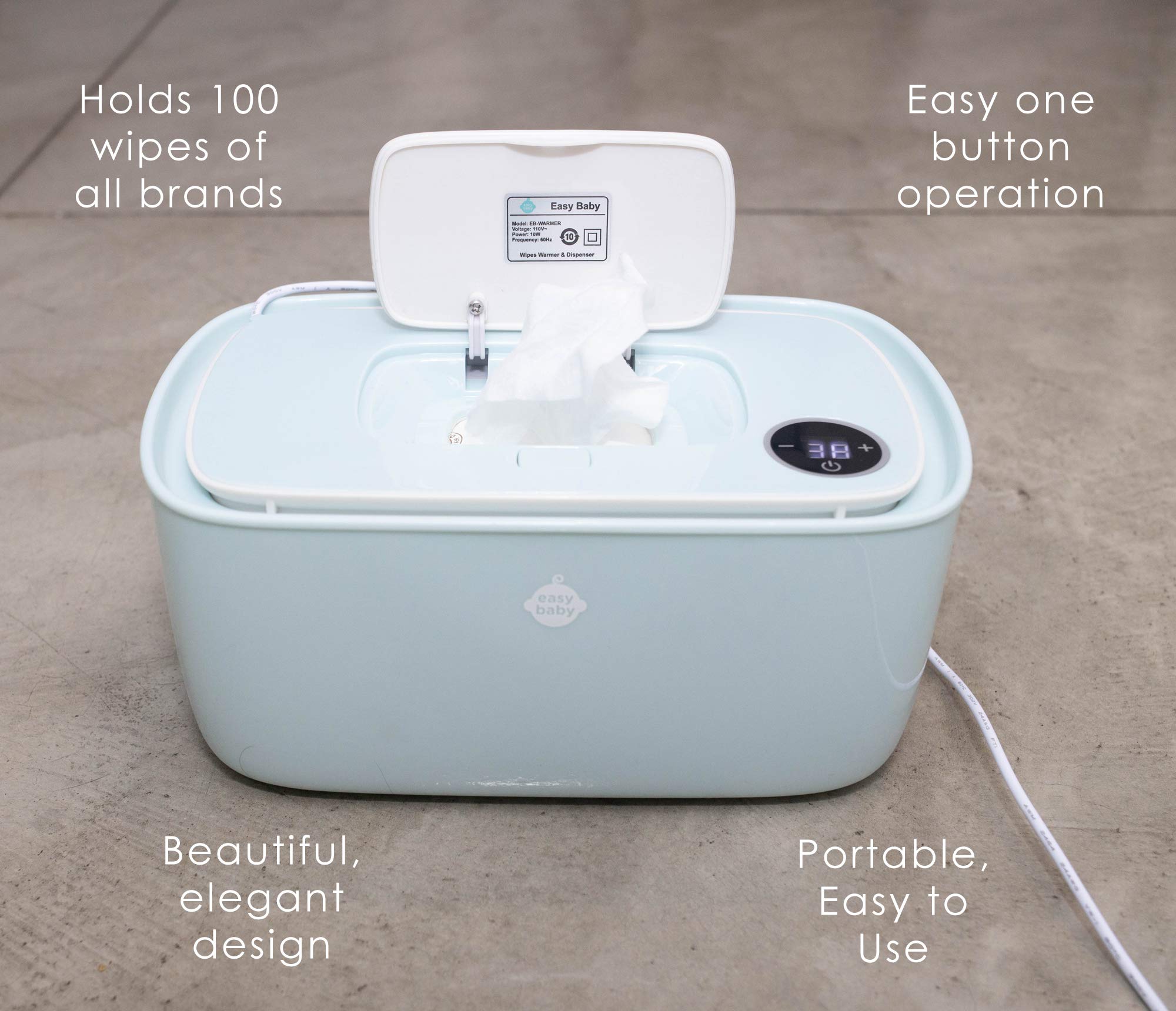 EZ Baby Trendy Wipes Warmer & Dispenser Holder - Portable Electric Plug-in for Comfortable Diaper Changing - Newborn & Infant Essentials - Green - Perfect for Nursery, Travel & On-the-Go Parenting