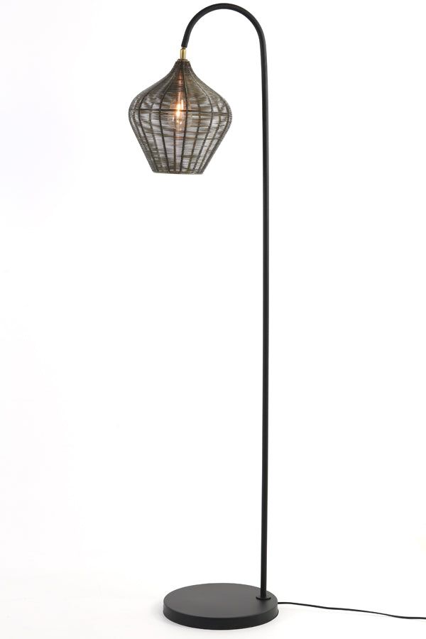 Alvaro Modern Floor Lamp with Adjustable Height - Matt Black & Antique Bronze Finish for Living Room, Bedroom, or Office Lighting
