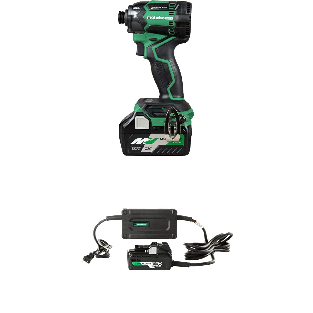 Metabo HPT 36V MultiVolt™ Cordless Triple Hammer Impact Driver Kit with AC Adapter - Powerful Brushless Motor for Drilling, Fastening & Construction Work