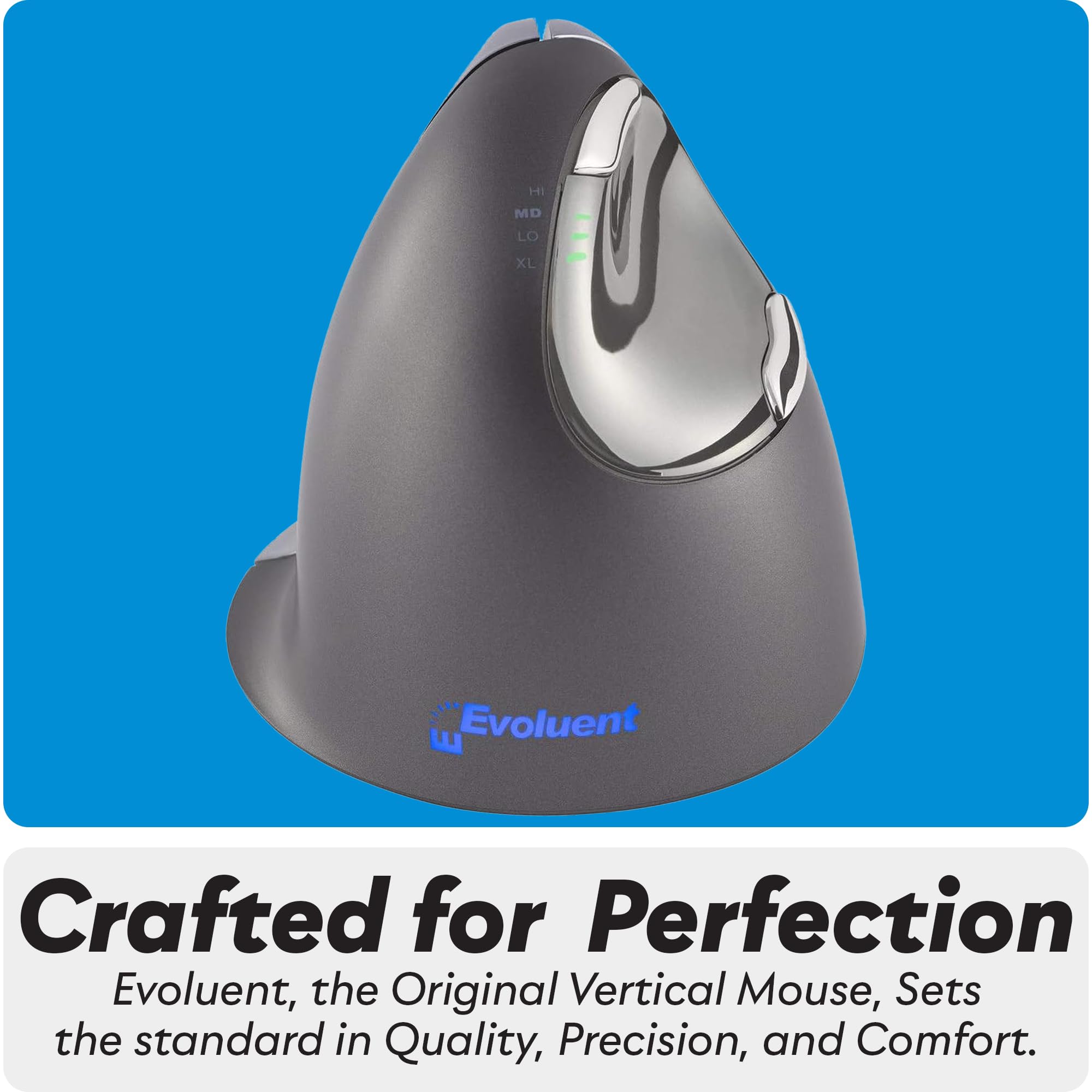 Evoluent VM4L VerticalMouse 4 Left-Handed Ergonomic USB Wired Mouse - Regular Size for Office Work, Gaming & Computer Use