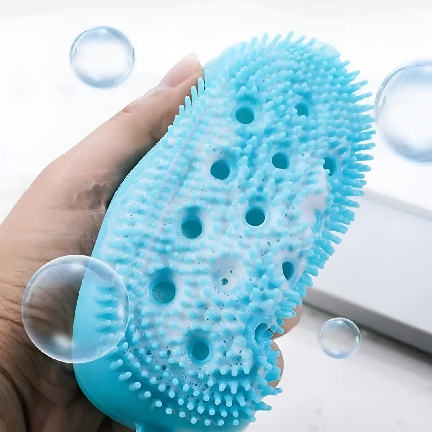 FLOBIQUE Silicone Bubble Bath Brush - Soft Body Scrubber & Massage Brush for Shower & Bath (1PC, Multi Color) - Perfect for Exfoliating, Relaxing & Deep Cleaning Skin