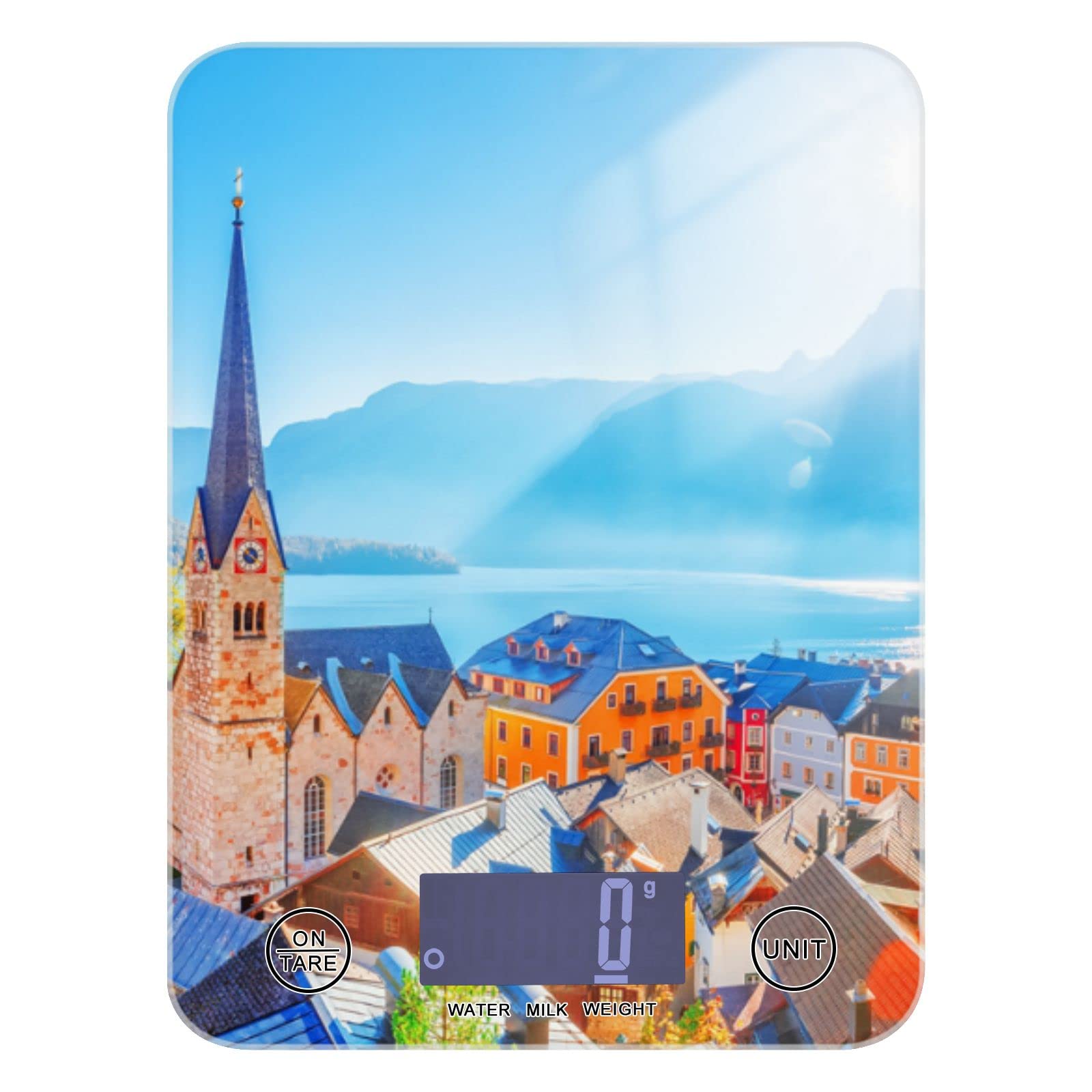 **Waterproof Digital Kitchen Scale - Ounces & Grams for Cooking, Baking, Weight Loss | Hallstatt-Inspired Historical Design | Perfect for Home, Restaurant & Meal Prep**