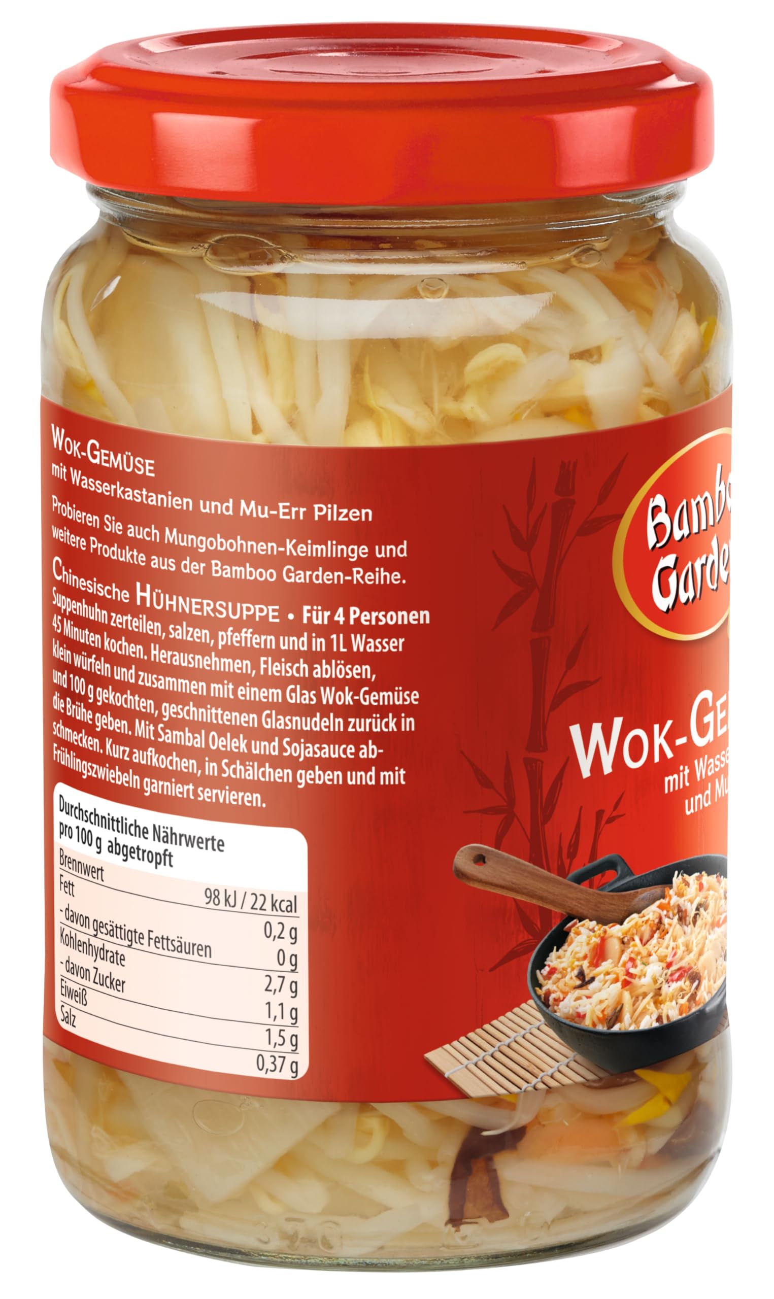 Organic Bamboo Garden Wok Vegetables, 330g (180g Drained Weight) - Premium Stir-Fry Mix for Asian Cuisine | Perfect for Quick Meals, Healthy Cooking & Vegan Recipes