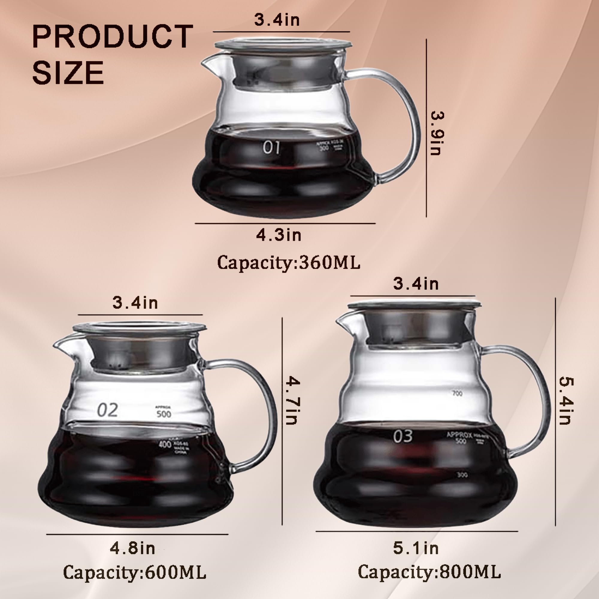 Premium Glass Coffee Carafe for Drip Coffee Makers - 20oz (600ml) Clear Coffee Server with Lid - Perfect for Home, Office & Cafe Use - Ideal for Pour Over, French Press & Iced Coffee Brewing