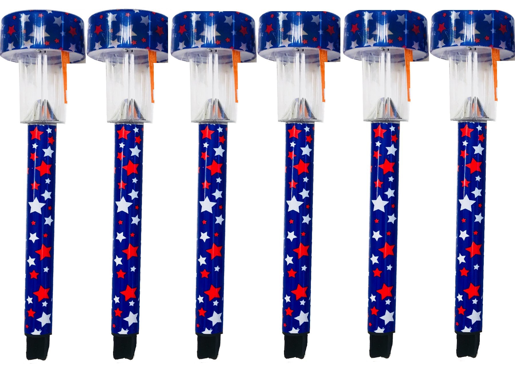 NEW Patriotic American Flag Stake Lights - 4th of July Outdoor Decor, Landscape Path Lights (6-Pack, Star Design) for Garden, Yard, and Independence Day Celebrations