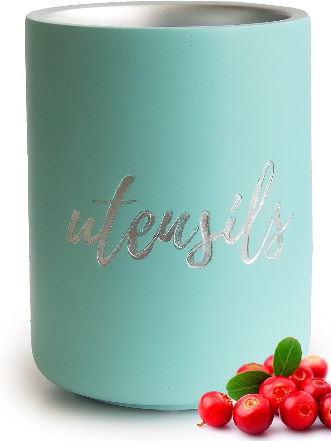 Teal Utensil Holder - Stylish Non-Slip Kitchen Countertop Organizer for Spoons & Cooking Tools | Modern Farmhouse Decor & Turquoise Kitchen Accessories | Perfect for Utensil Storage & Easy Access While Cooking