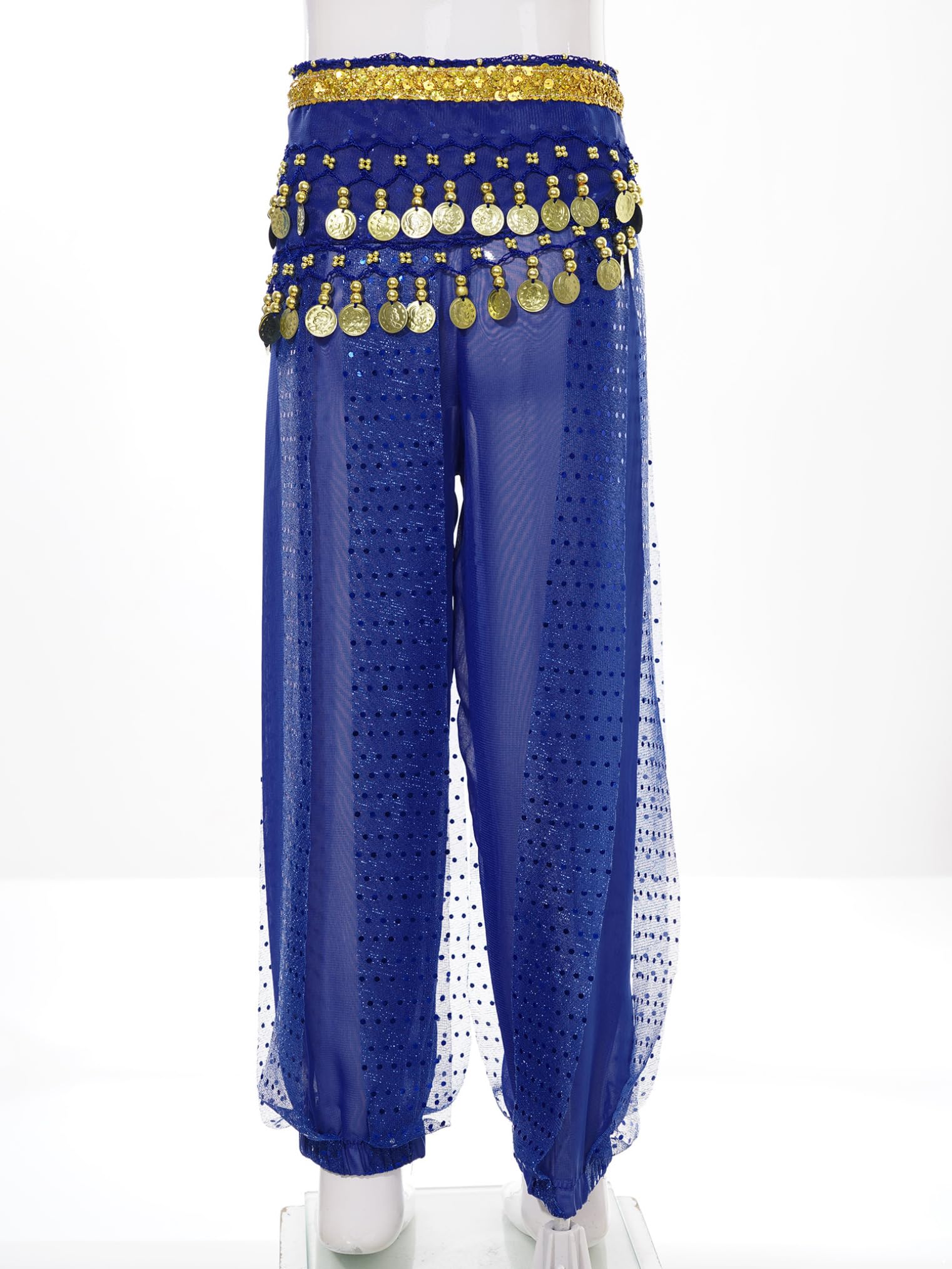 Freebily Girls' Belly Dance Harem Pants - Tribal Arabic Yoga Trousers for Kids, Pilates & Hippie Dance with Hip Scarf - Perfect for Dance Classes, Yoga Practice & Boho Fashion Outfits