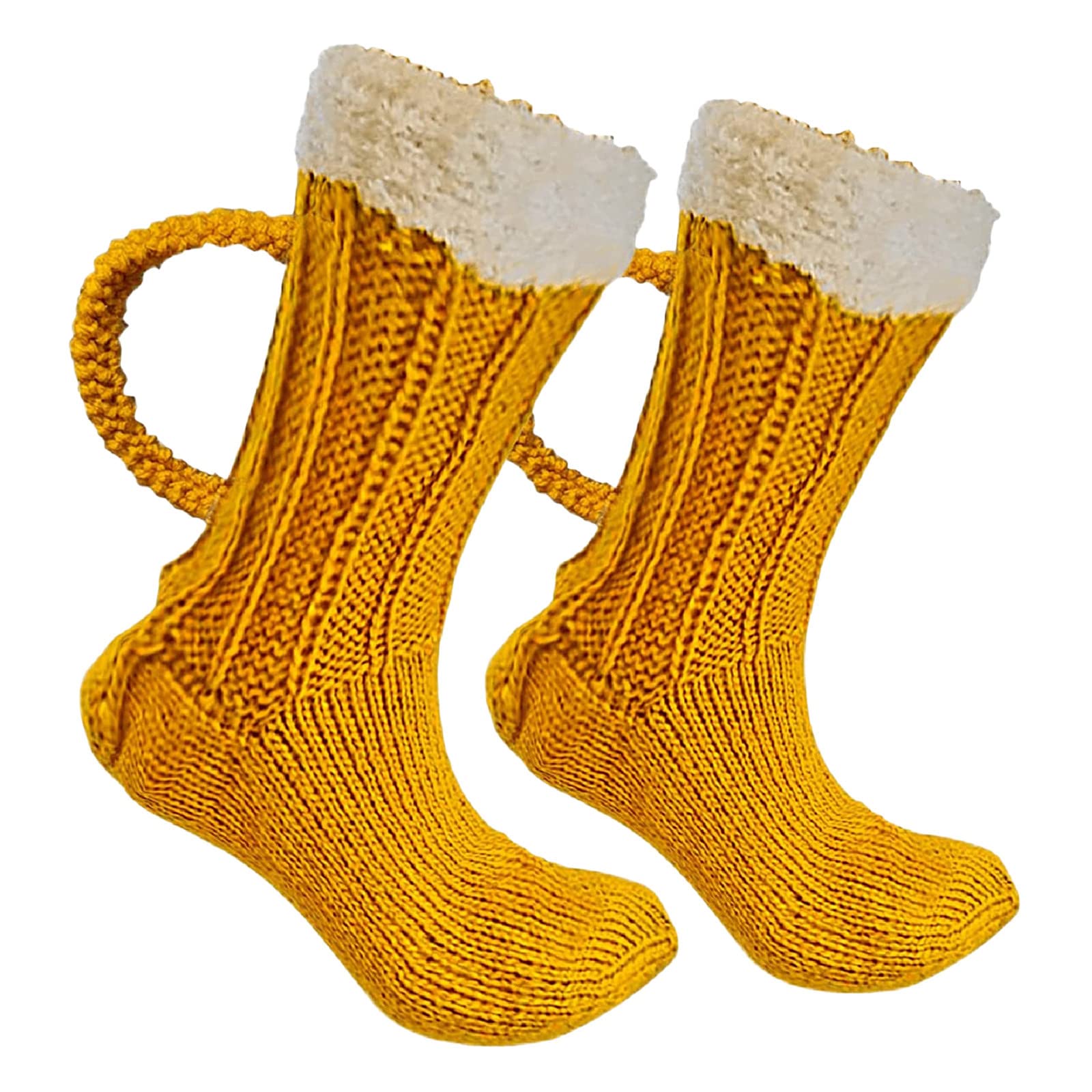 Women's Non-Slip Thick Warm Sleeping Socks - Cozy Floor Slippers for Girls & Youth - Yellow One Size - Perfect for Winter Nights & Home Relaxation