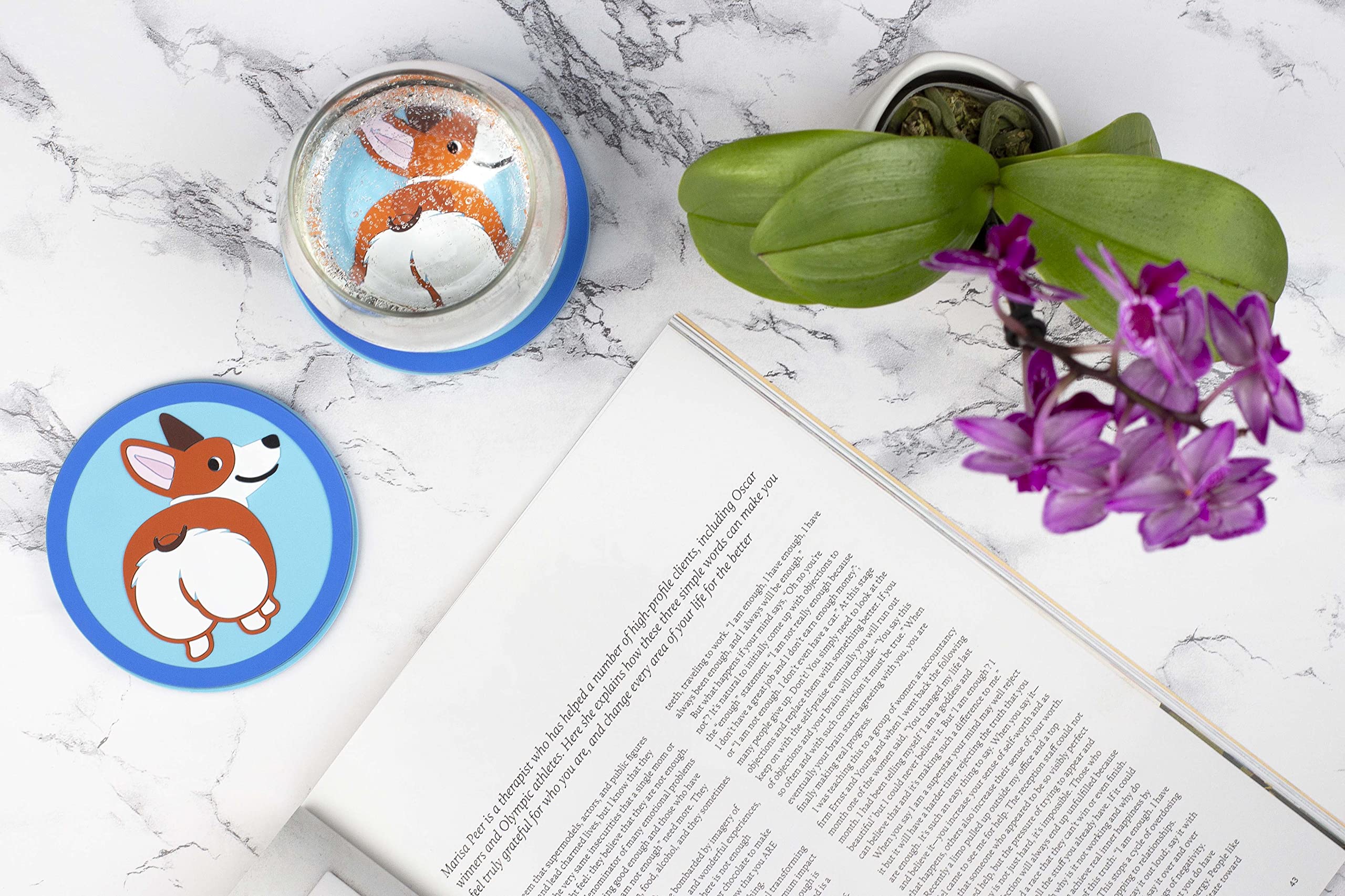 4 Pack Funny Dog Butt Silicone Drink Coasters - Non-Slip Corgi Coasters for Coffee Tables, Unique Gifts for Dog Lovers & Women - Perfect for Home, Office, and Party Use