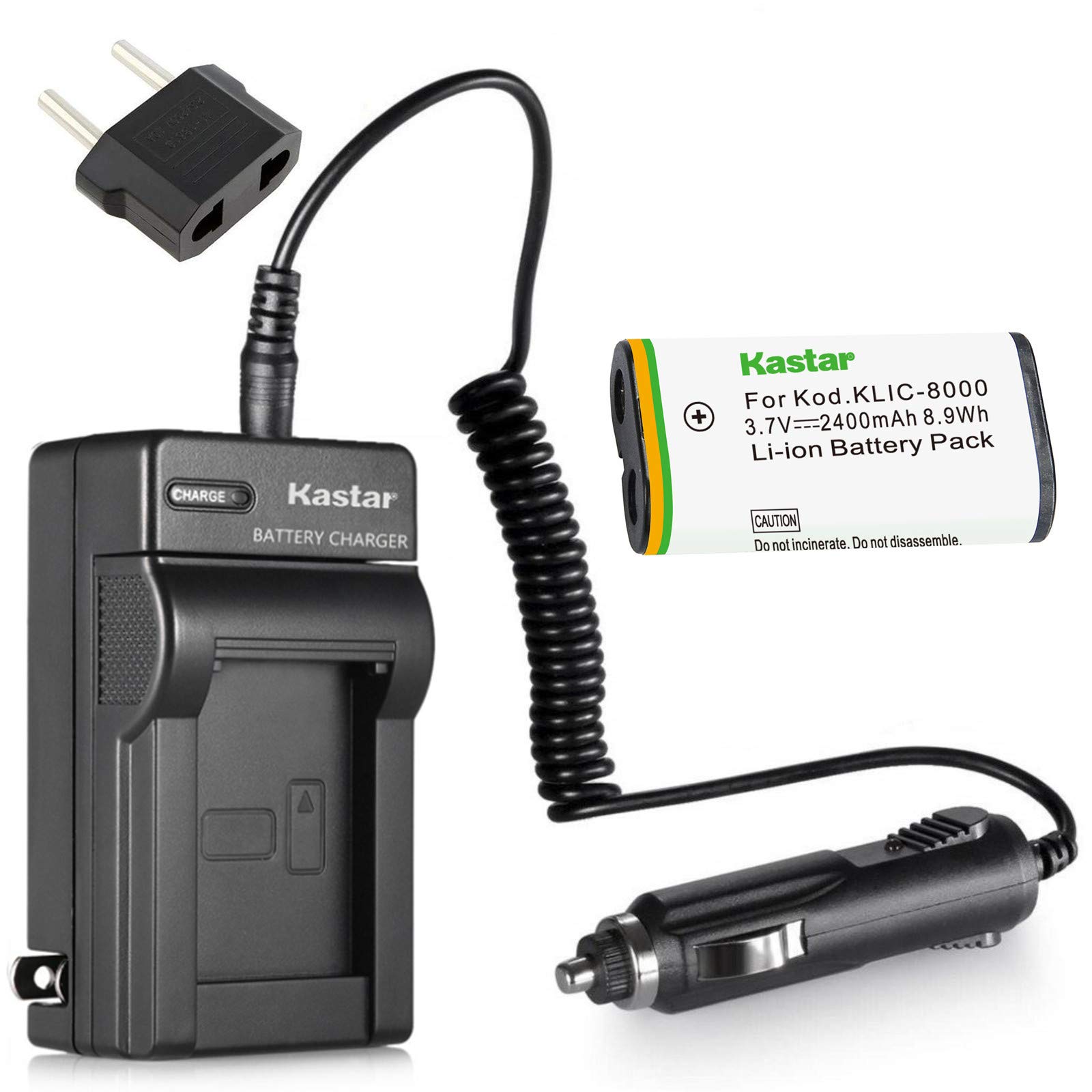 Kastar Rechargeable Battery and Charger Kit (1-Pack) - Compatible with Kodak KLIC-8000, K8000 for Kodak Z1012 IS, Z1015 IS, Z1085 IS, Z1485 IS, Z612, Z712 IS, Z812 IS, Z8612 IS Digital Cameras - Perfect for Travel Photography and Everyday Use