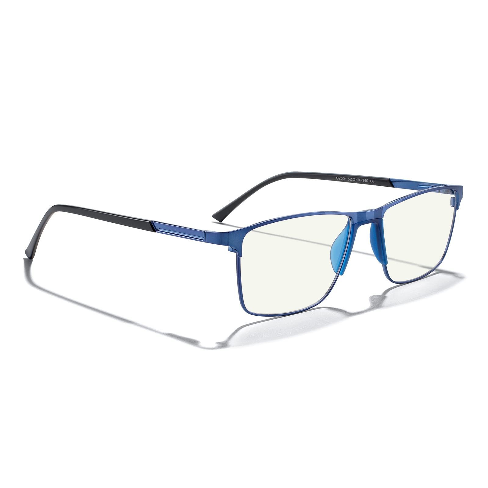 Blue Light Blocking Glasses for Men - Fashionable Metal Frame Reading Glasses with Spring Hinge | Reduce Eye Strain for Computer Work, Gaming & Night Reading