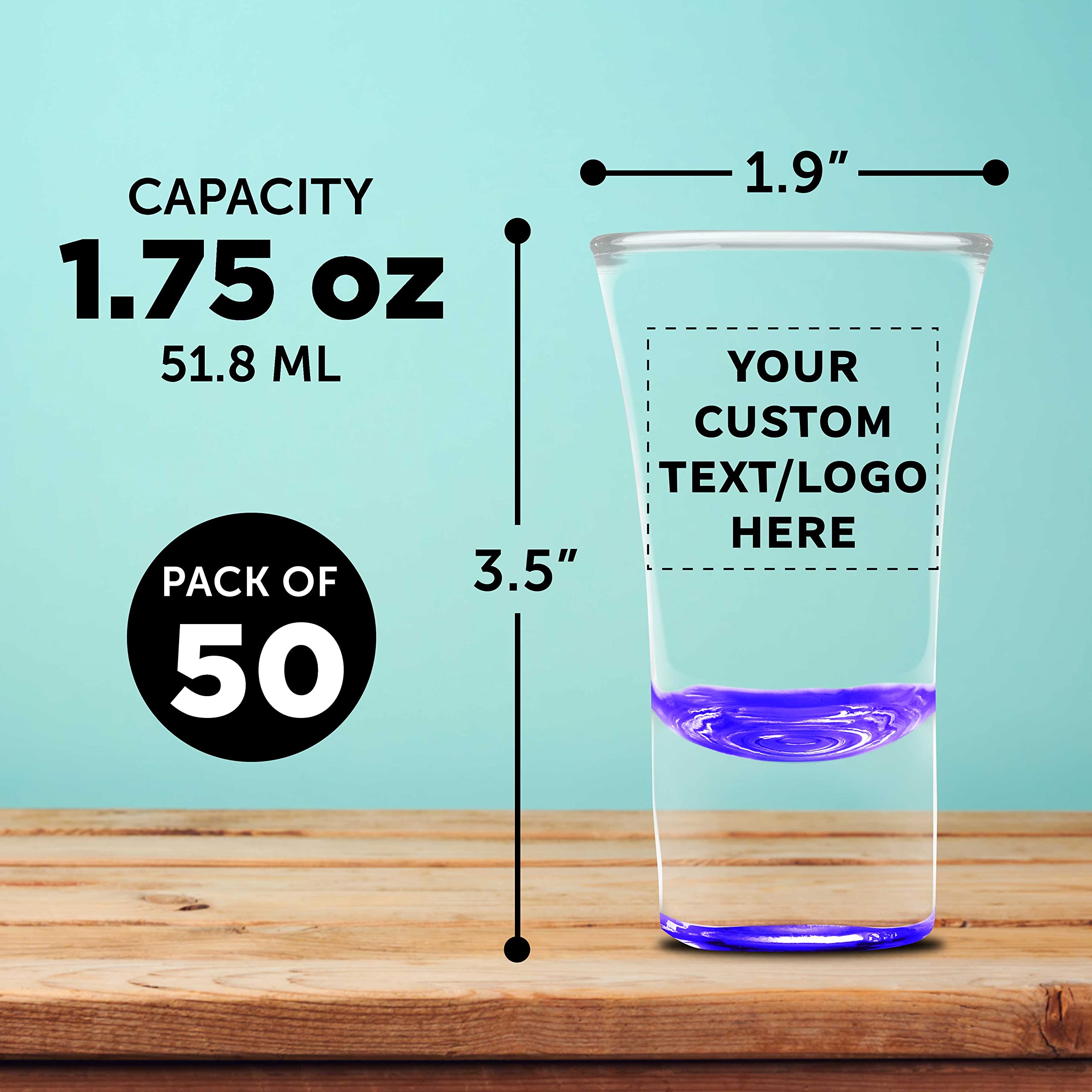 Custom 2 oz. Lord Shooter Etched Shot Glasses - 50 Pack with Personalized Text & Logo - Perfect for 21st Birthday Parties, Bar Mitzvahs & Lounge Glassware - Elegant Purple Design for Home Bars & Nightclubs