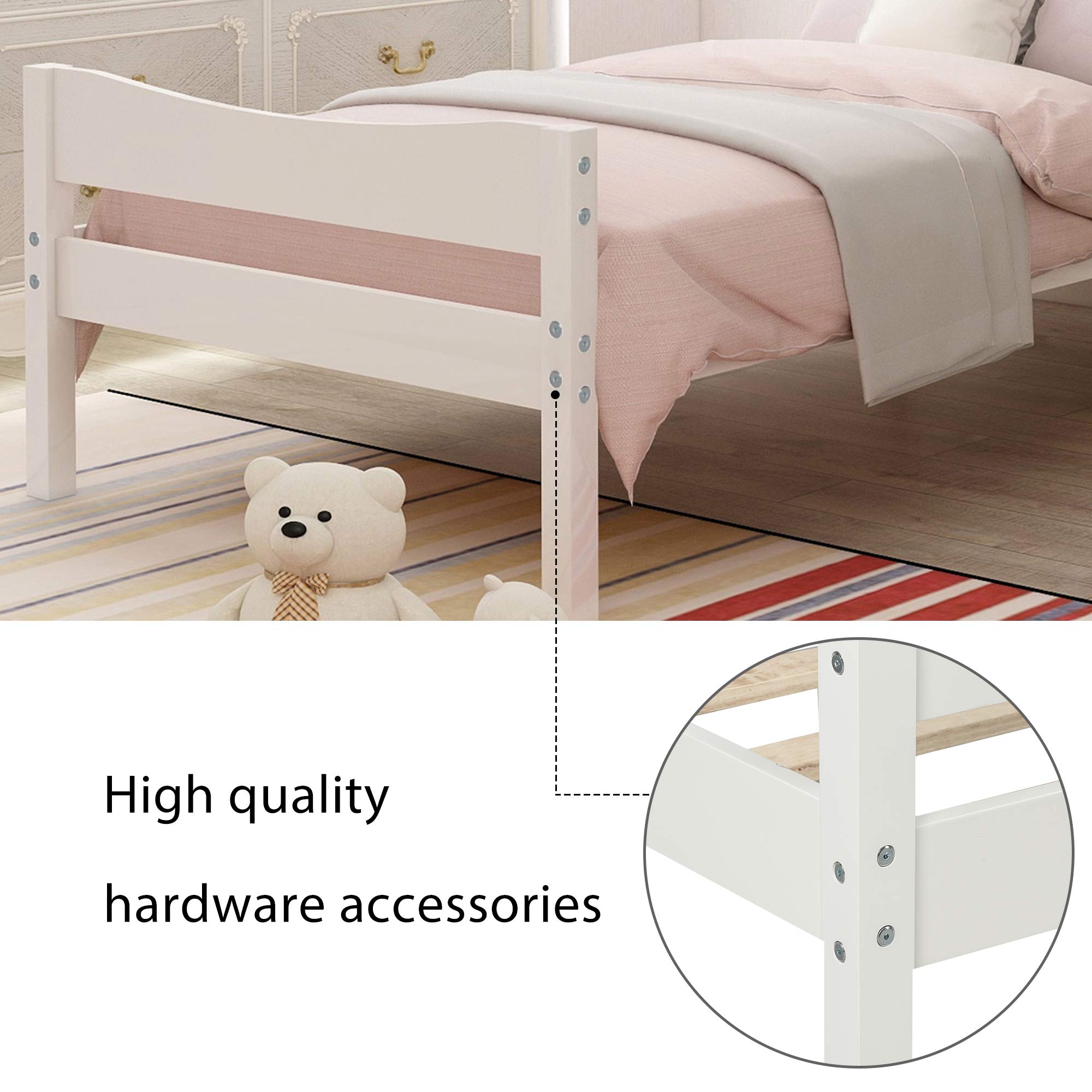 Merax Twin Size Wooden Platform Bed Frame with Headboard & Footboard - Sturdy Wooden Slat Support for Kids' Bedroom, Dorm Room, or Guest Room