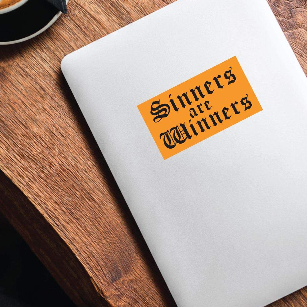 Edgy Sinners Are Winners Sticker Decal - Punk Rock Grunge Design for Laptop, Luggage, Car, Vinyl & Travel Accessories - Perfect for Music Lovers & Tattoo Enthusiasts