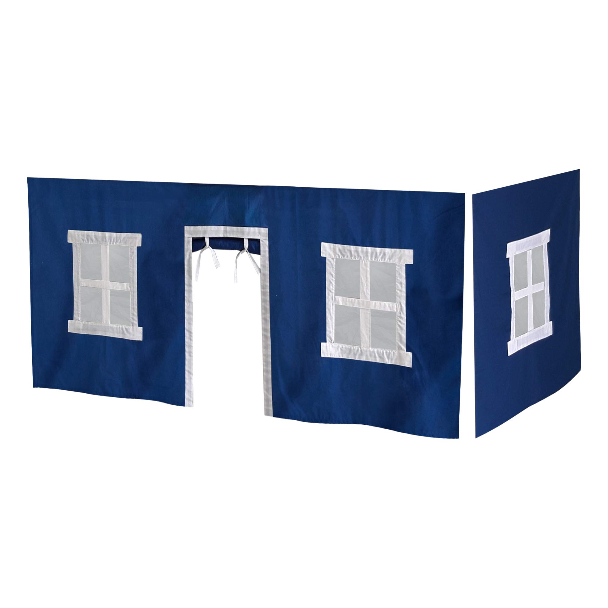 Max & Lily Underbed Privacy Curtain for Low Bunk/Loft Bed - 2 Panel Play Tent Set in Hot Blue/White Cotton Fabric | Perfect for Kids' Room Decor, Playtime Hideout & Sleep Privacy