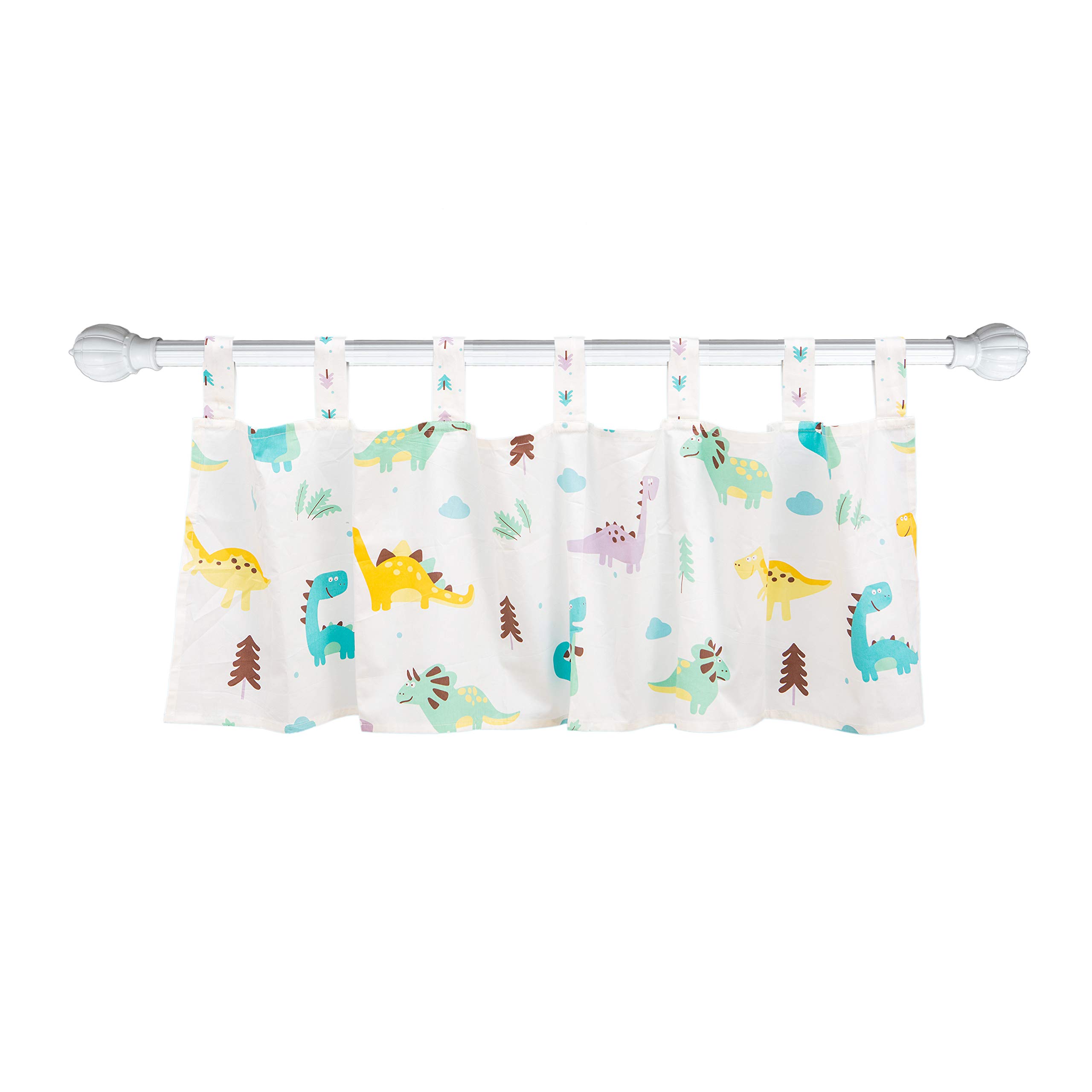 Brandream Dinosaur Window Valance Cotton Curtain - Nursery, Kids Room & Bathroom Decor - Soft Blackout Curtain Panel for Baby, Toddler Bedroom & Living Room - Perfect for Themed Rooms, Daytime Naps & Room Darkening