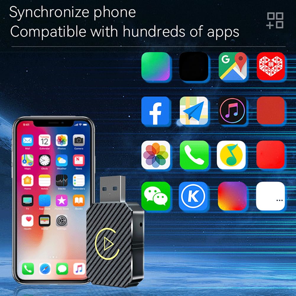 Wireless CarPlay & Android Auto Adapter - Mini USB Plug & Play Converter for iPhone iOS 10+/Android 11+ - Seamless Wired to Wireless Upgrade (Black) | Perfect for Commuting, Road Trips & Hands-Free Driving