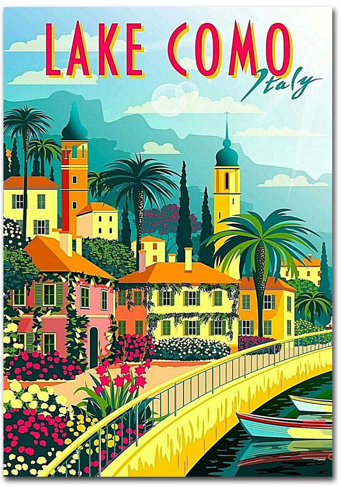Lake Como Italy Vintage Travel Art Refrigerator Magnet 2.5