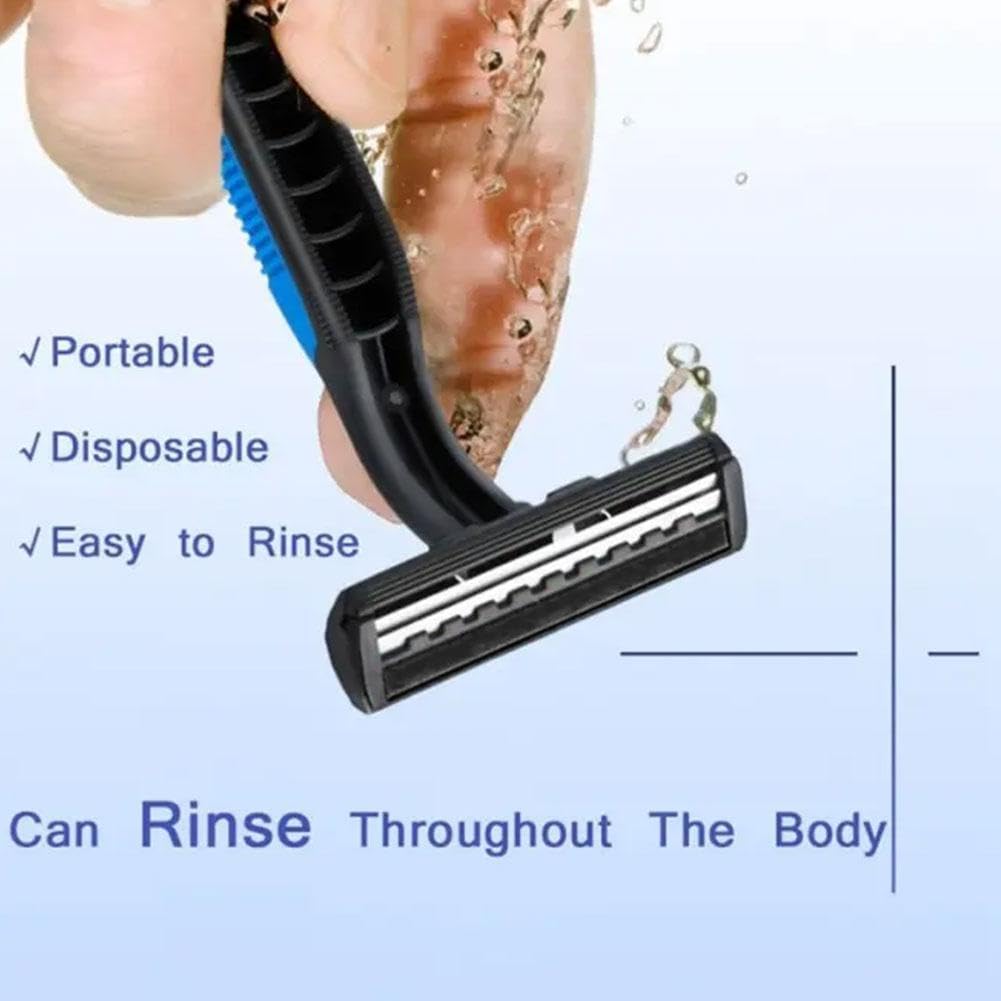 Bulk Disposable Double Blade Shaving Razors - Travel Size Men's Safety Razor Kit (Individually Wrapped) - Blue | Perfect for Hotels, Travel, Homeless Shelters & Guest Rooms | Durable Shaving Supplies for On-The-Go Grooming