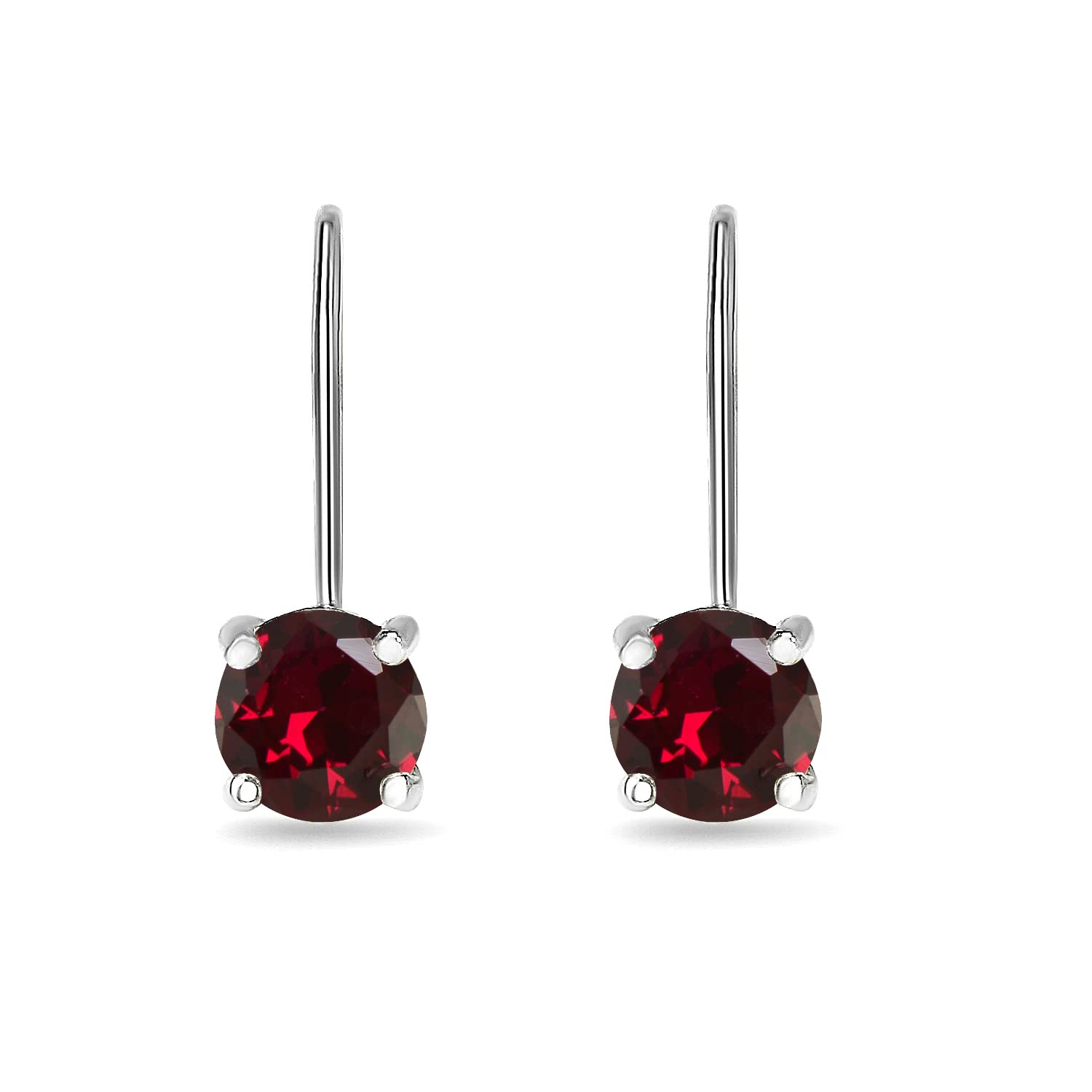 6mm Round Leverback Earrings for Women - Genuine or Synthetic Birthstone Gemstone Drop Dangle Earrings in Sterling Silver with Gold Flash | Perfect for Gifts, Parties & Everyday Wear