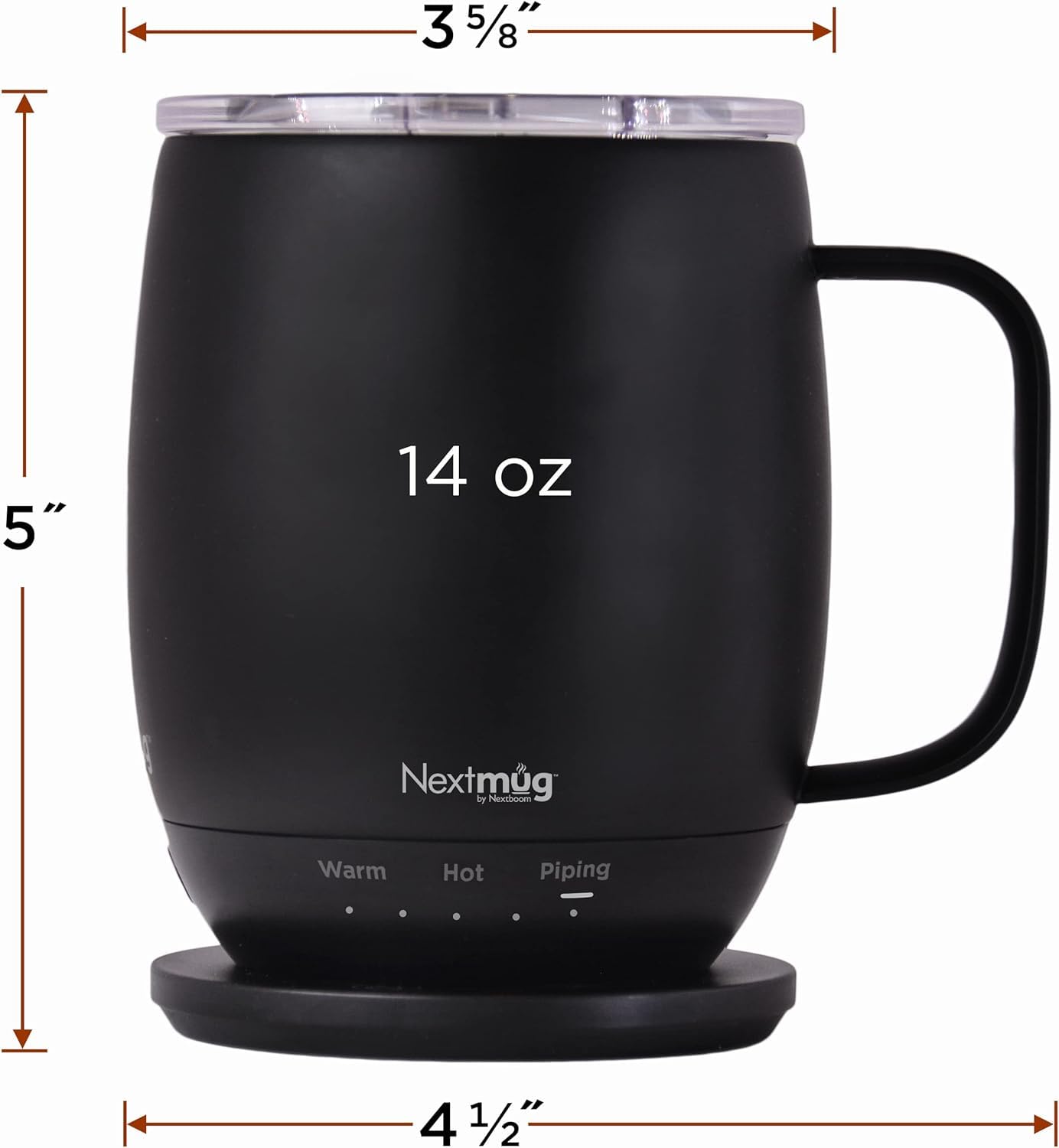 Nextmug - Smart Temperature-Controlled Self-Heating Coffee Mug with App Control - 14oz Insulated Travel Mug (Violet) - Perfect for Office, Commuting & Outdoor Adventures
