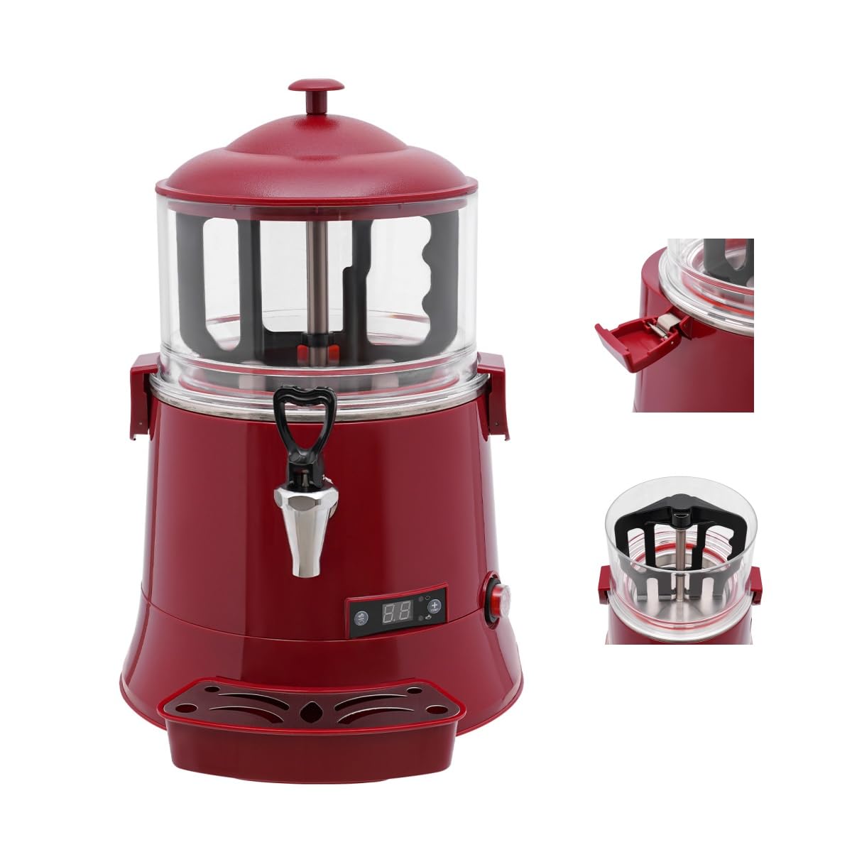 5L Commercial Hot Chocolate Machine - 400W Hot Chocolate Dispenser with Temperature Control (86-194℉) for Milk, Soy Milk & Tea - Perfect for Cafes, Restaurants & Events (Red)
