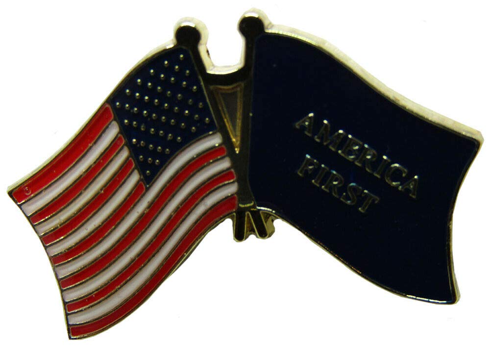 USA Made Trump America First Blue Bike Hat Lapel Pin - Motorcycle & Bicycle Accessories - Wholesale Pack of 50 Studs for Clothes, Hats & Jackets - Perfect for Political Rallies, Biker Events & Patriotic Outfits