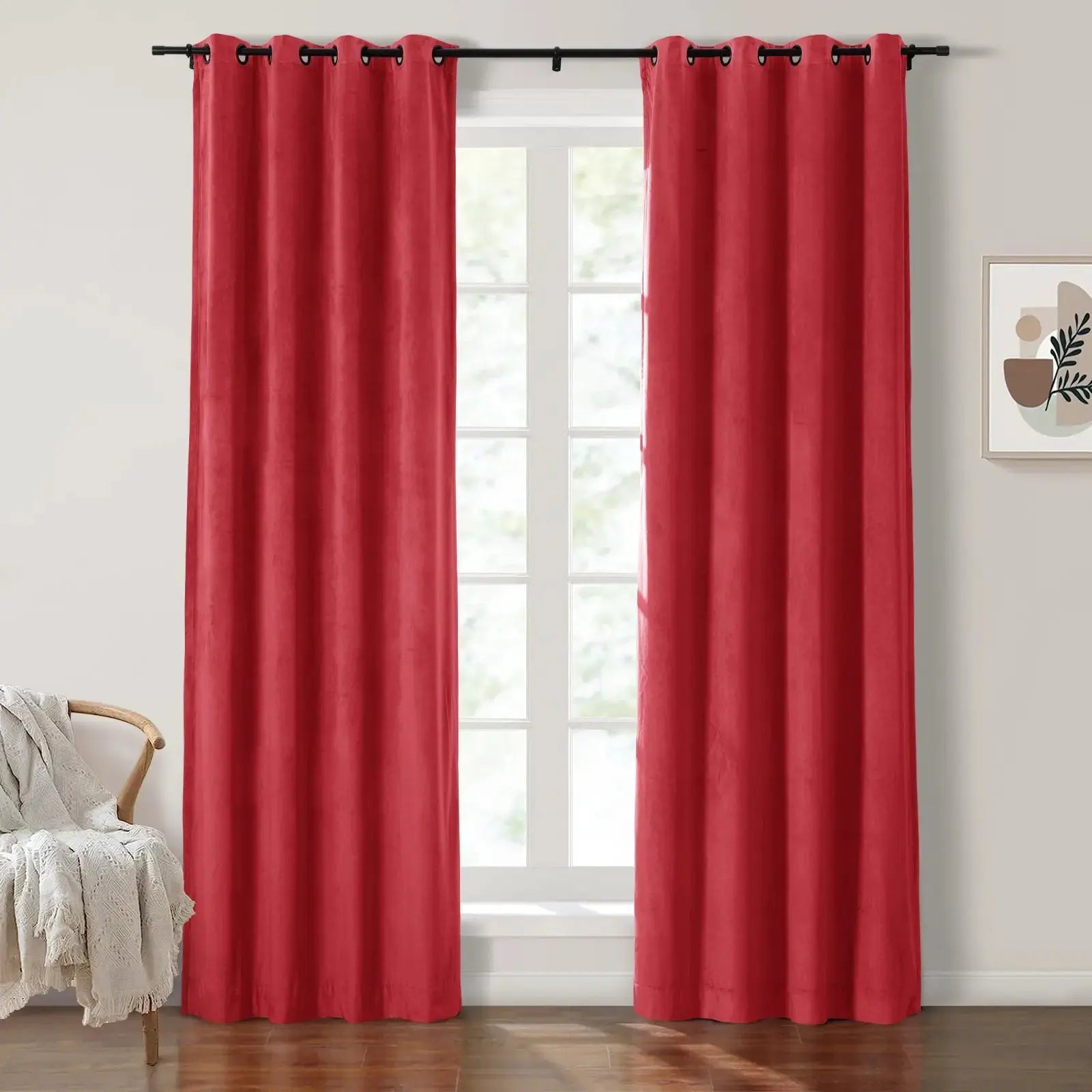Luxury Velvet Grommet Curtains for Living Room & Bedroom - Blackout Thermal Insulated Drapes - Birkin Style Elegant Window Treatments for Home Decor